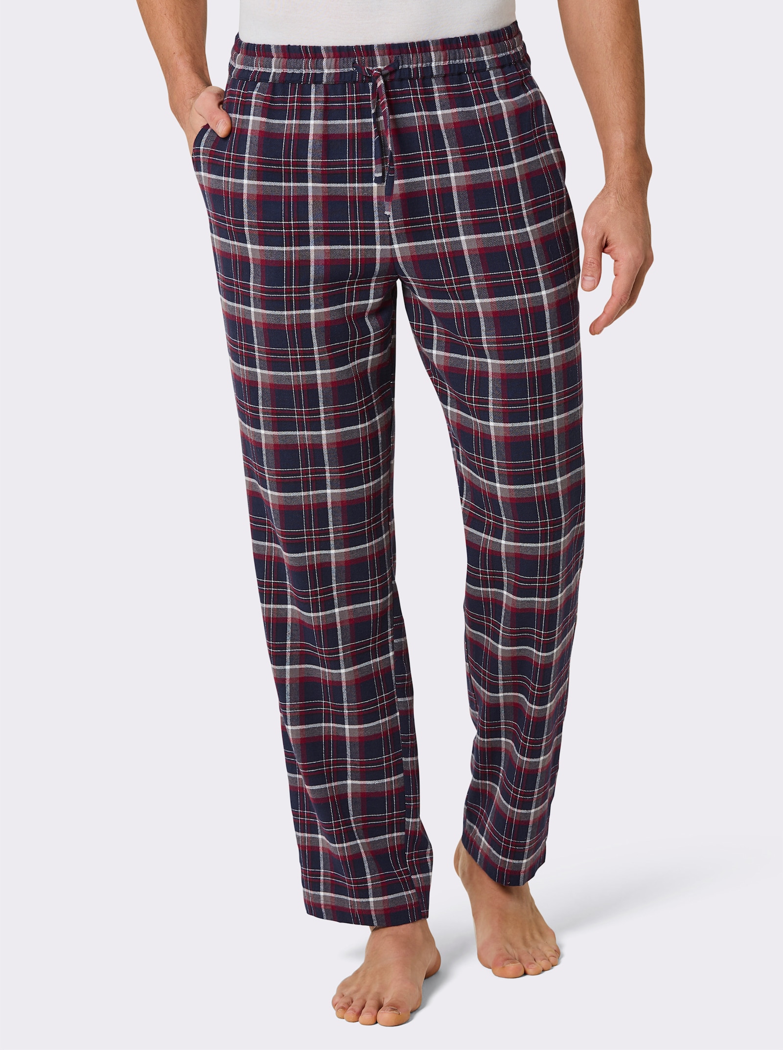 wäschepur men Hose lang - marine-dunkelrot-kariert