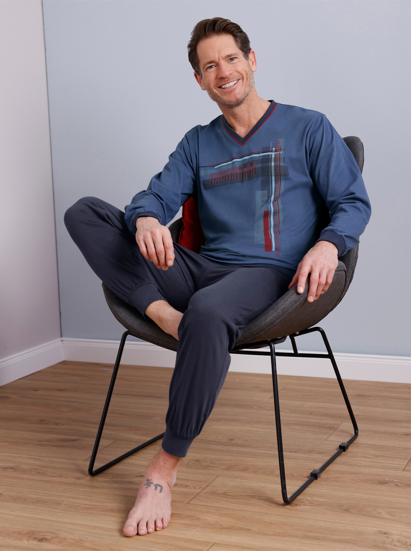 Comte Schlafanzug - marine-royalblau