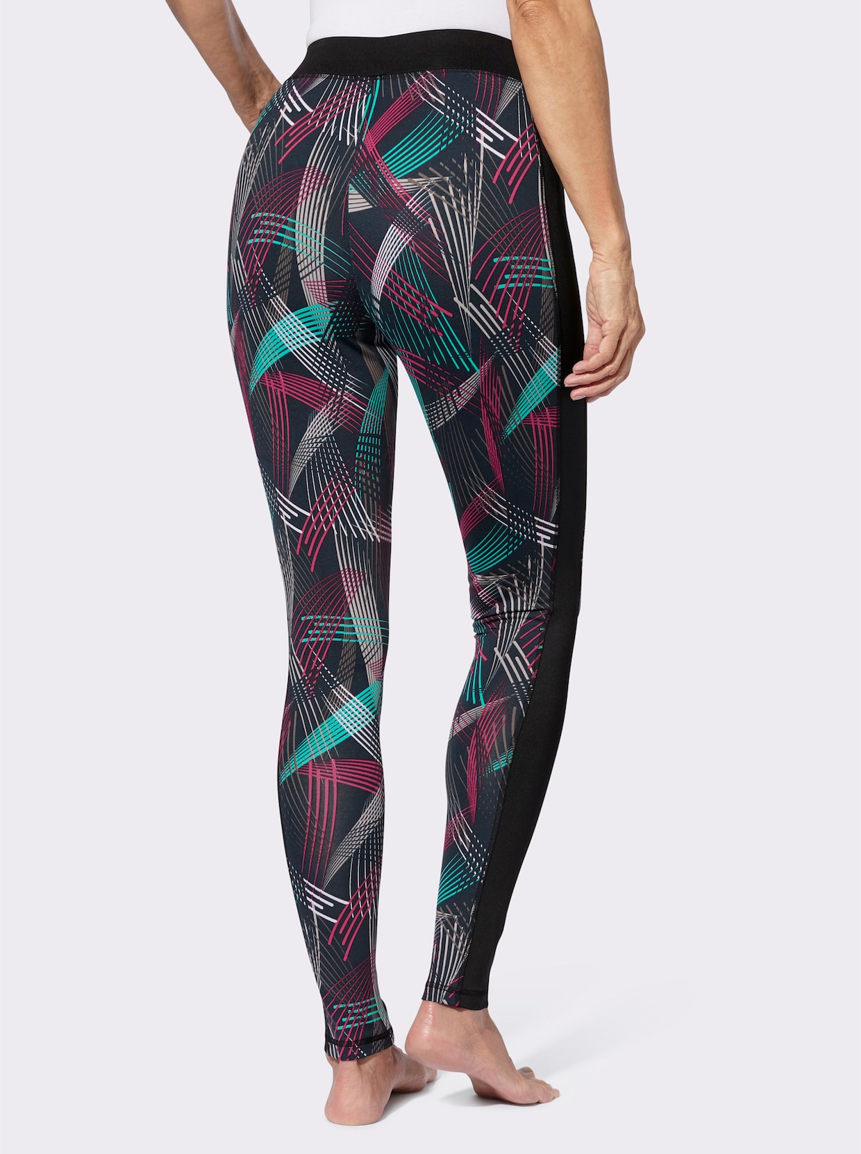 Leggings - svart-fuchsia, med tryck