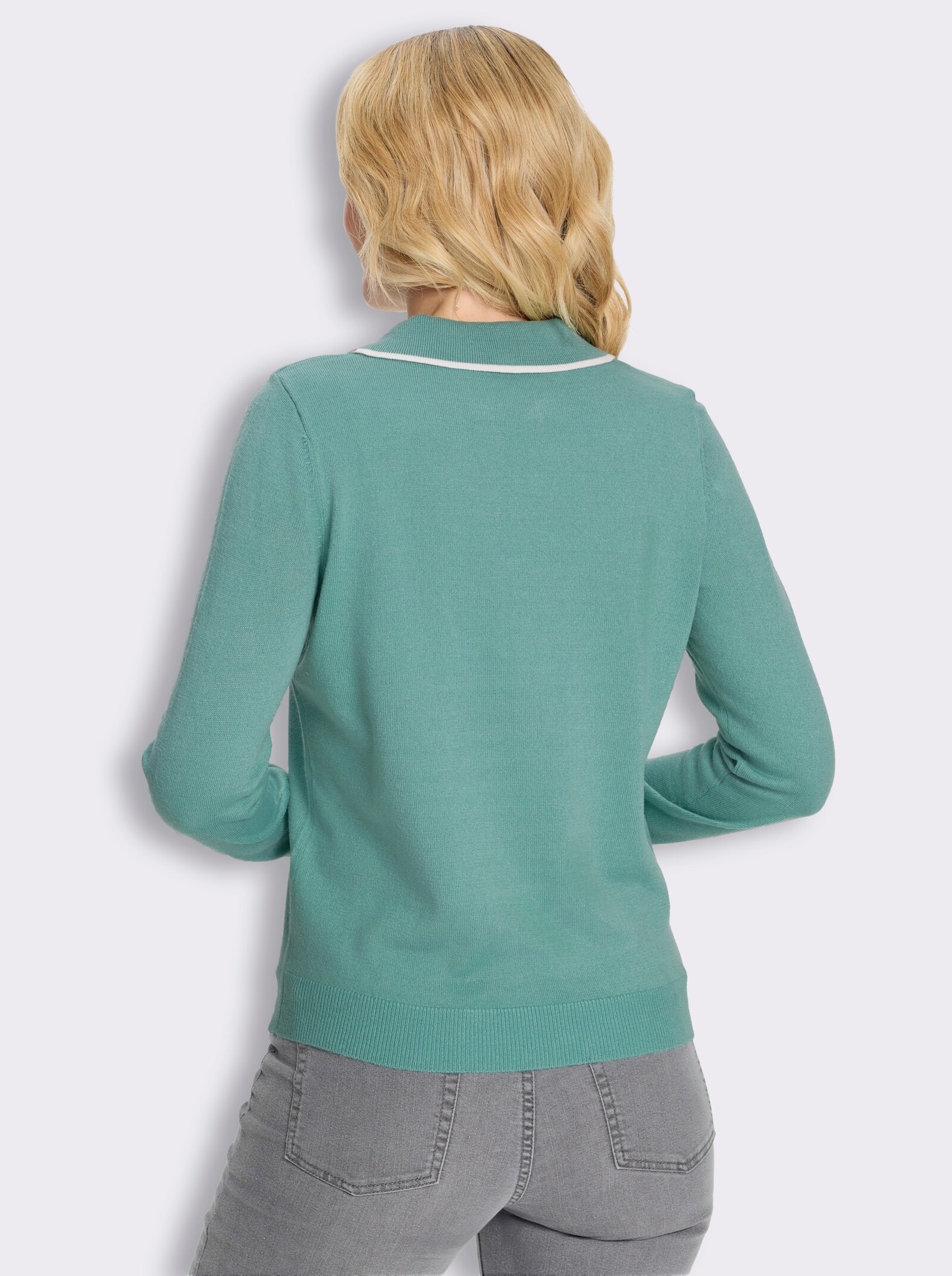 Polopullover mit Kontrast-Details - salbei