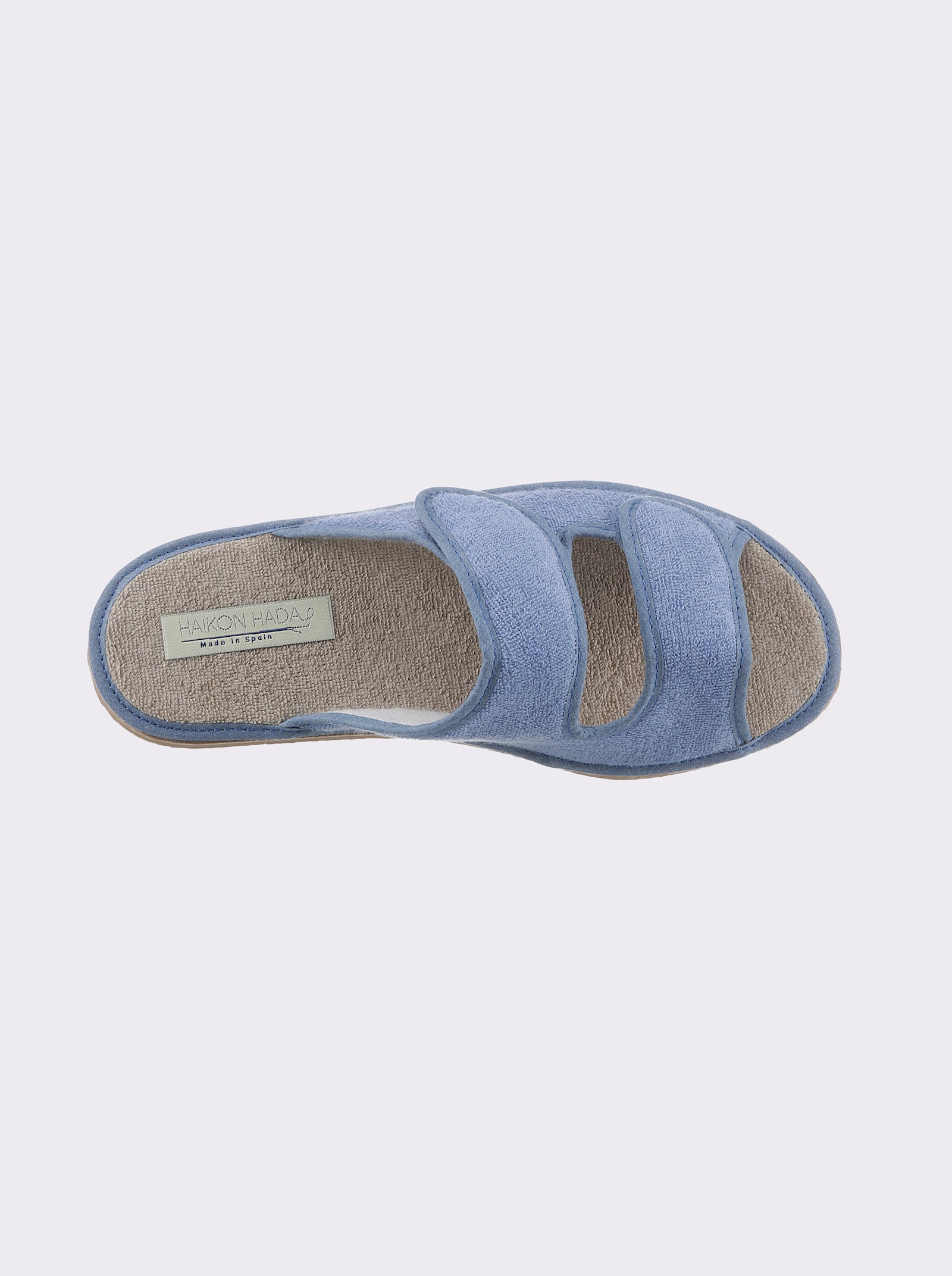 Pantolette mit doppeltem Klettverschluss - mittelblau