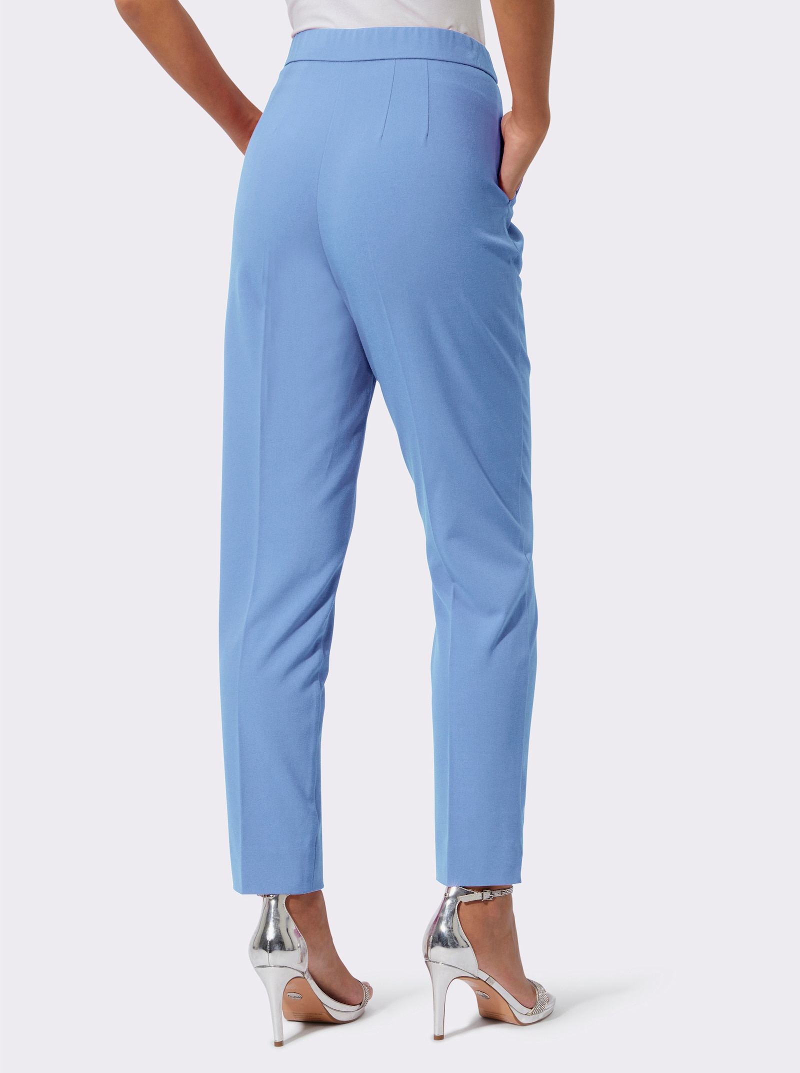 Anzughose mit Bügelfalten, knitterarm - himmelblau