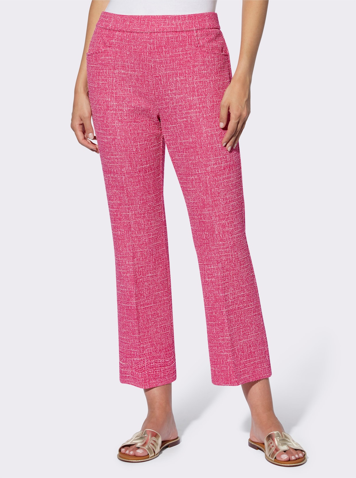 heine Pantalon 7/8 - fuchsia-couleur ivoire chiné