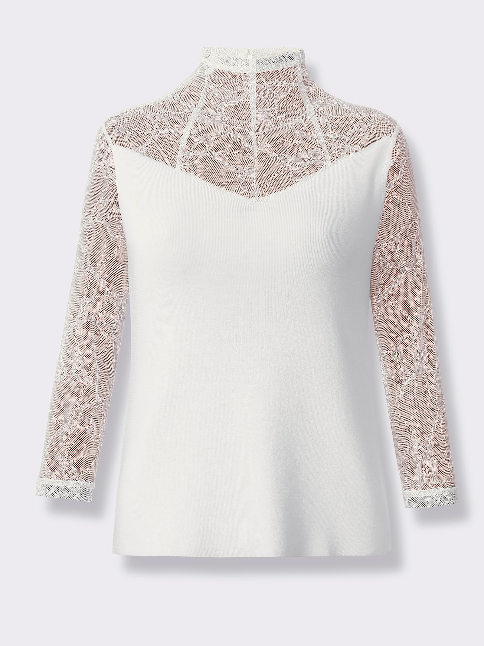 heine 3/4 Arm-Pullover mit Partien aus Spitze - ecru