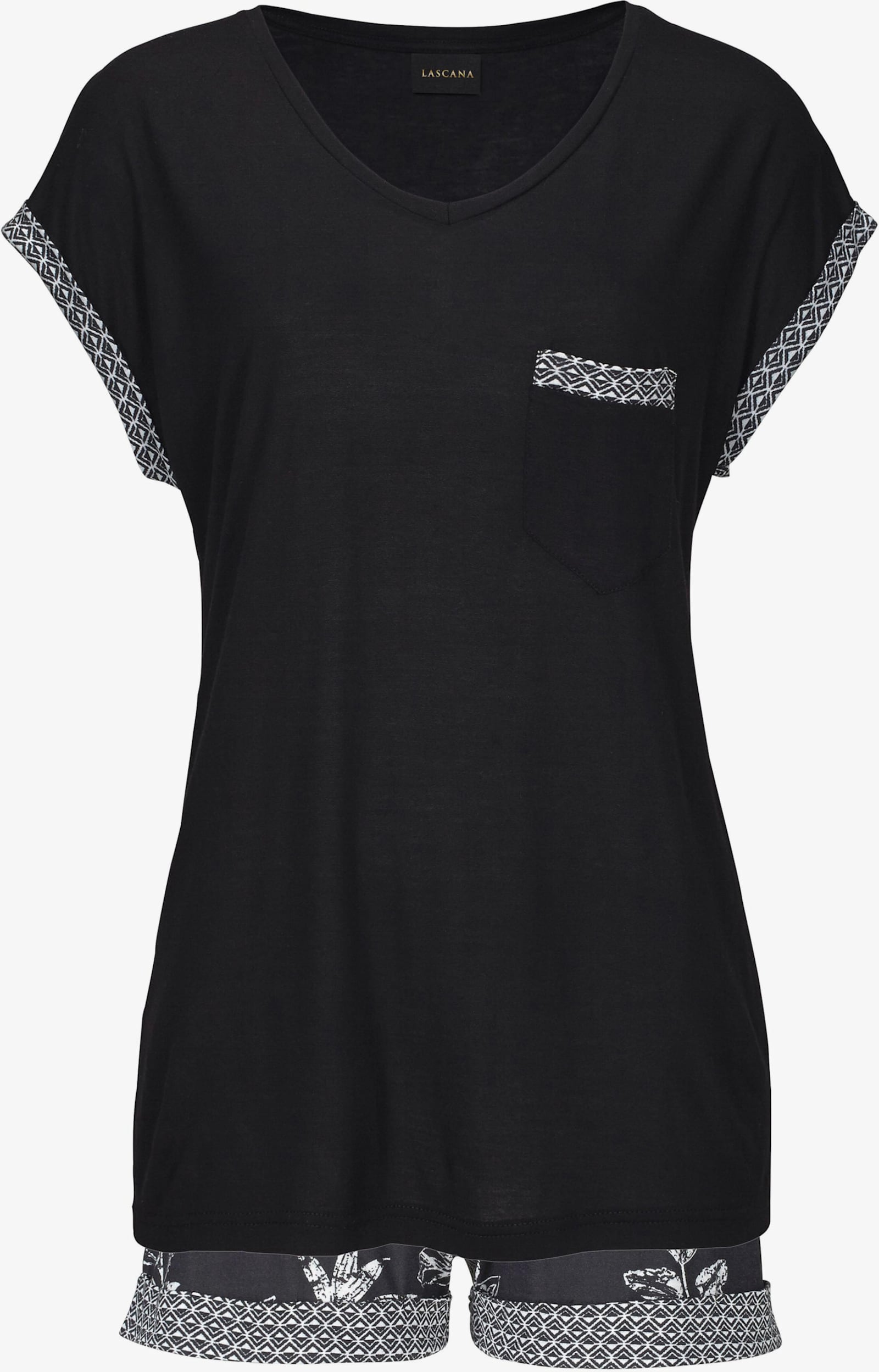 LASCANA Shorty - schwarz-gemustert