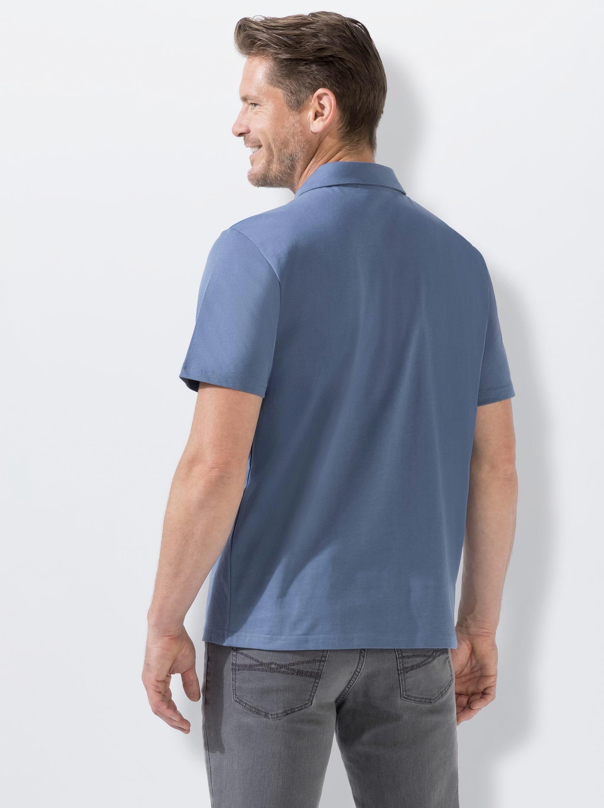 Marco Donati Kurzarm-Poloshirt - jeansblau