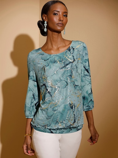 T-shirt à manches 3/4 en maille - menthe imprimé