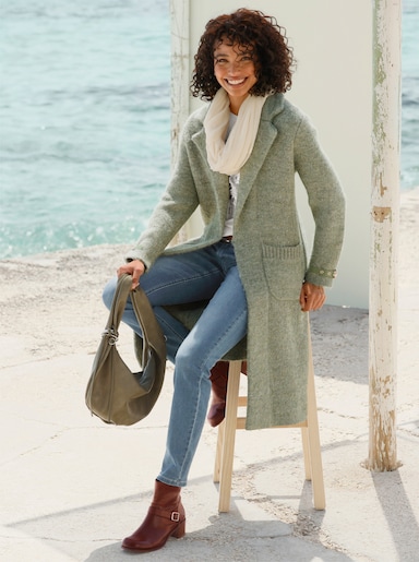 heine Strickmantel mit Taschen - khaki