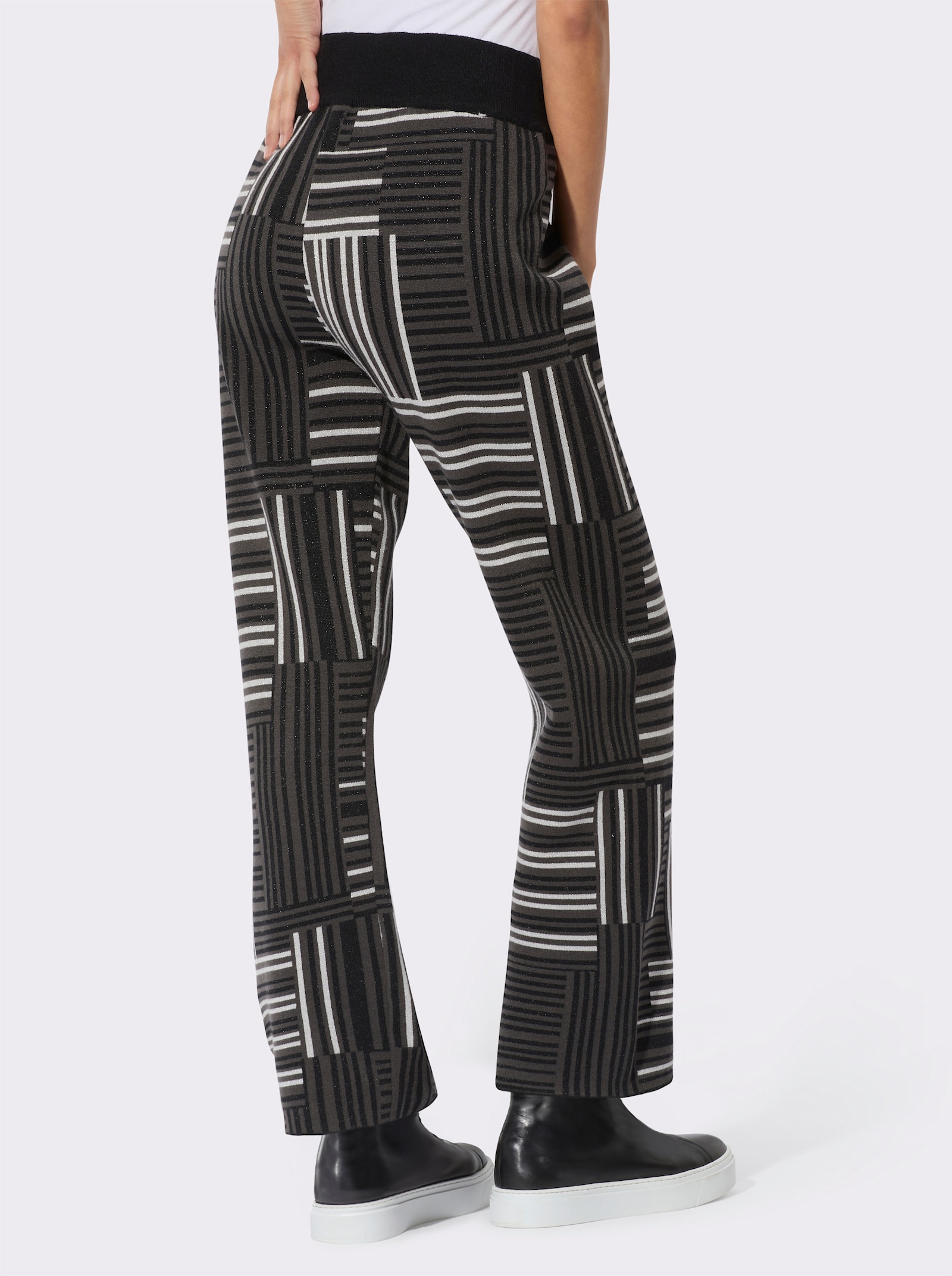 Strickhose im Jacquard-Strick-Dessin - graphit-schwarz-gemustert