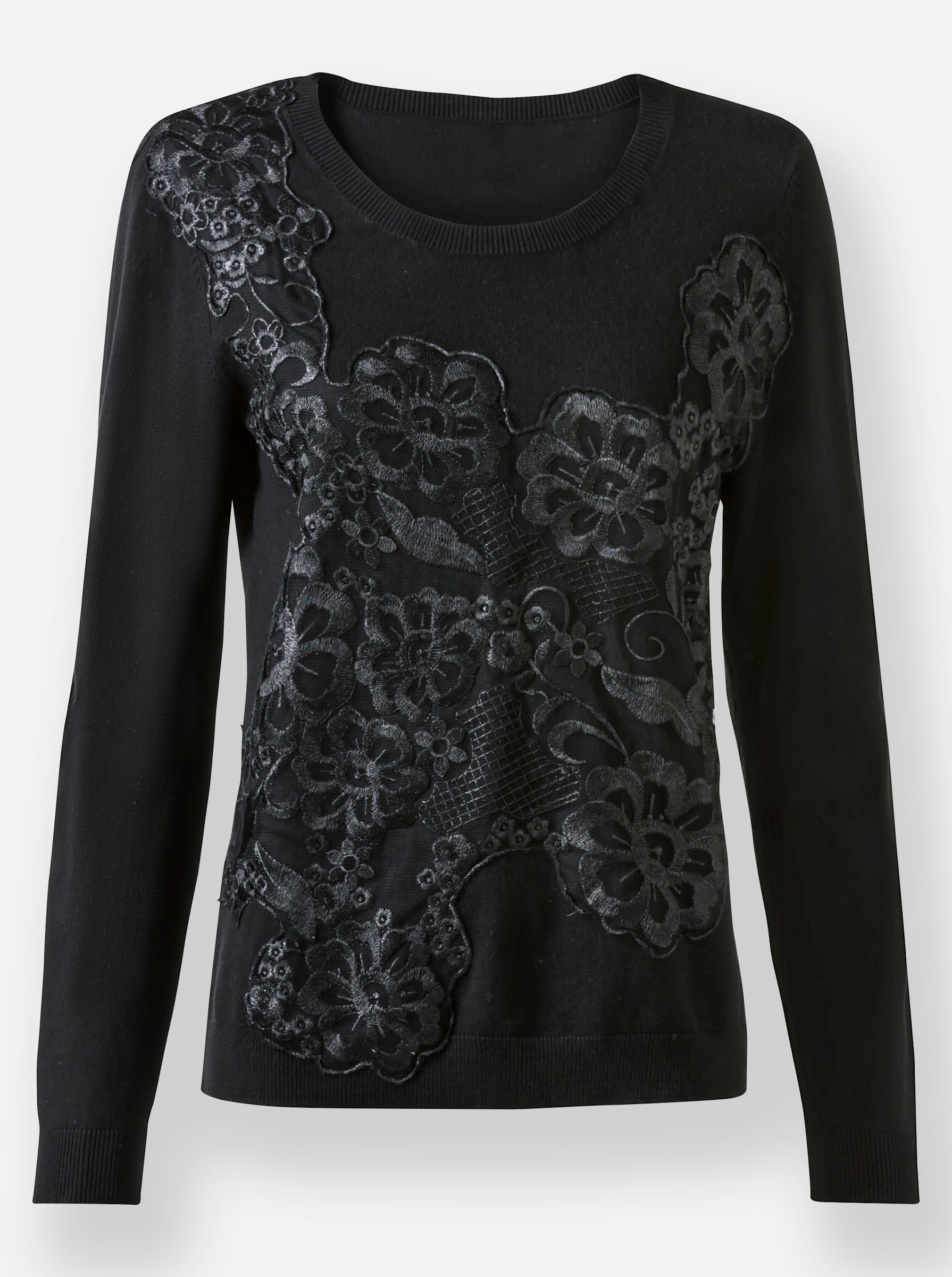 heine Spitzen-Pullover in schwarz | heine