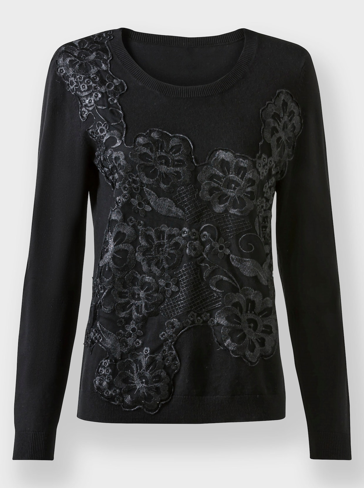 heine Spitzen-Pullover - schwarz