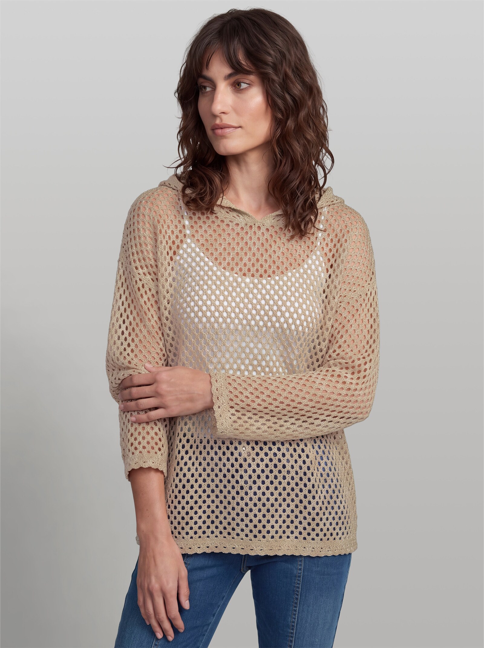 heine Pullover im Ajourstrick - beige