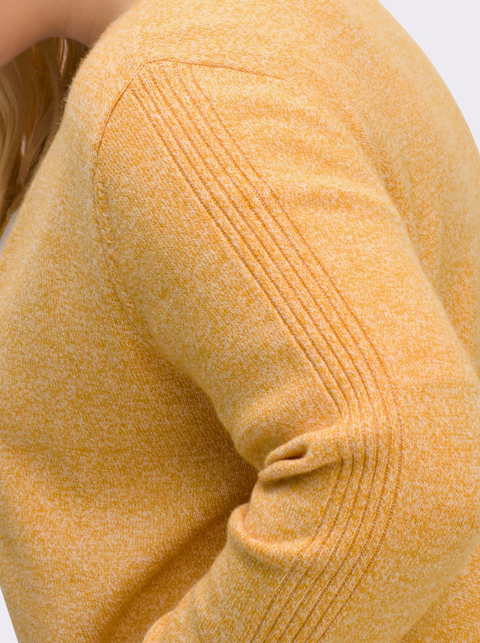 sheego Strickjacke aus Melangegarn, verschlusslos - ocker-meliert