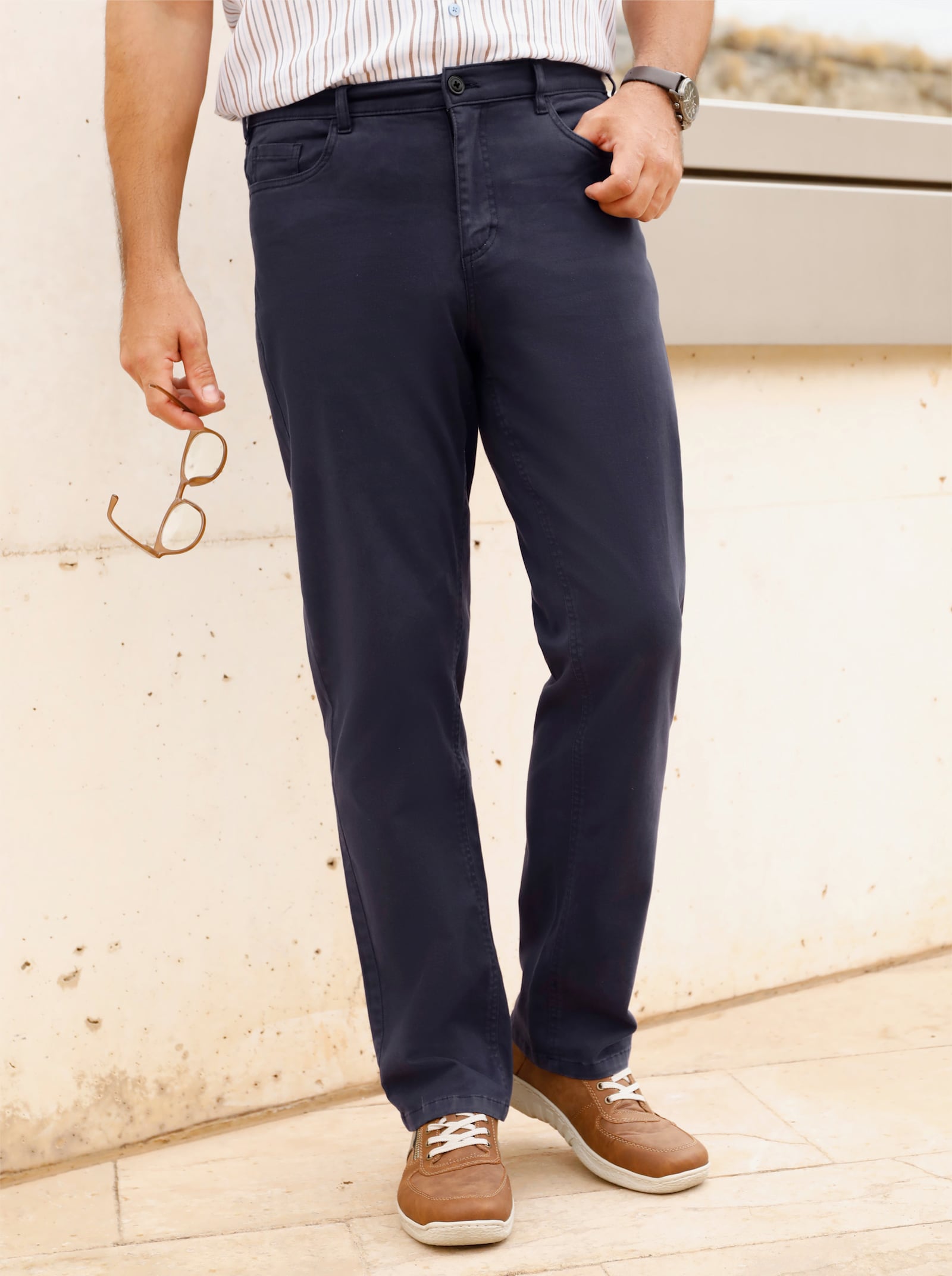 Marco Donati 5-pocketsbroek van twill - marine