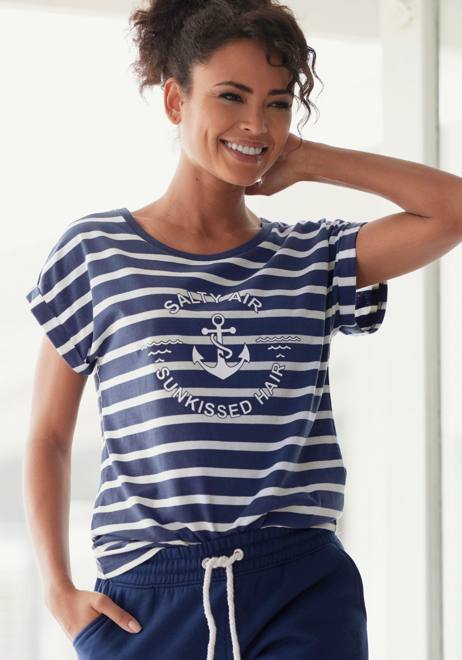 H.I.S T-shirt - donkerblauw