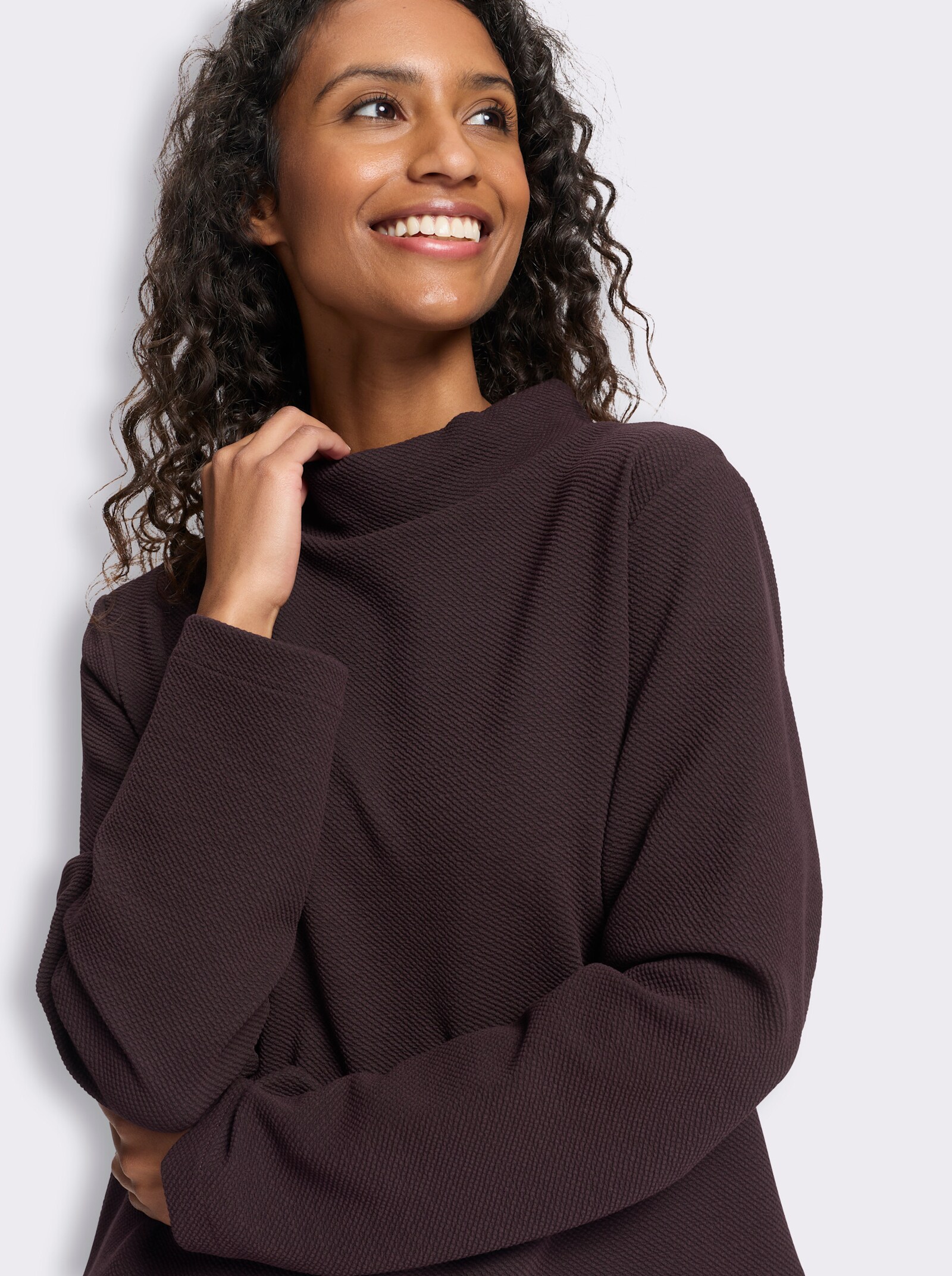 heine Sweatshirt in Melange-Optik - burgund
