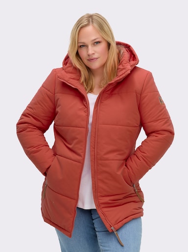 Outdoorjacke mit abnehmbarer Kapuze und Jersey-Bündchen - terra