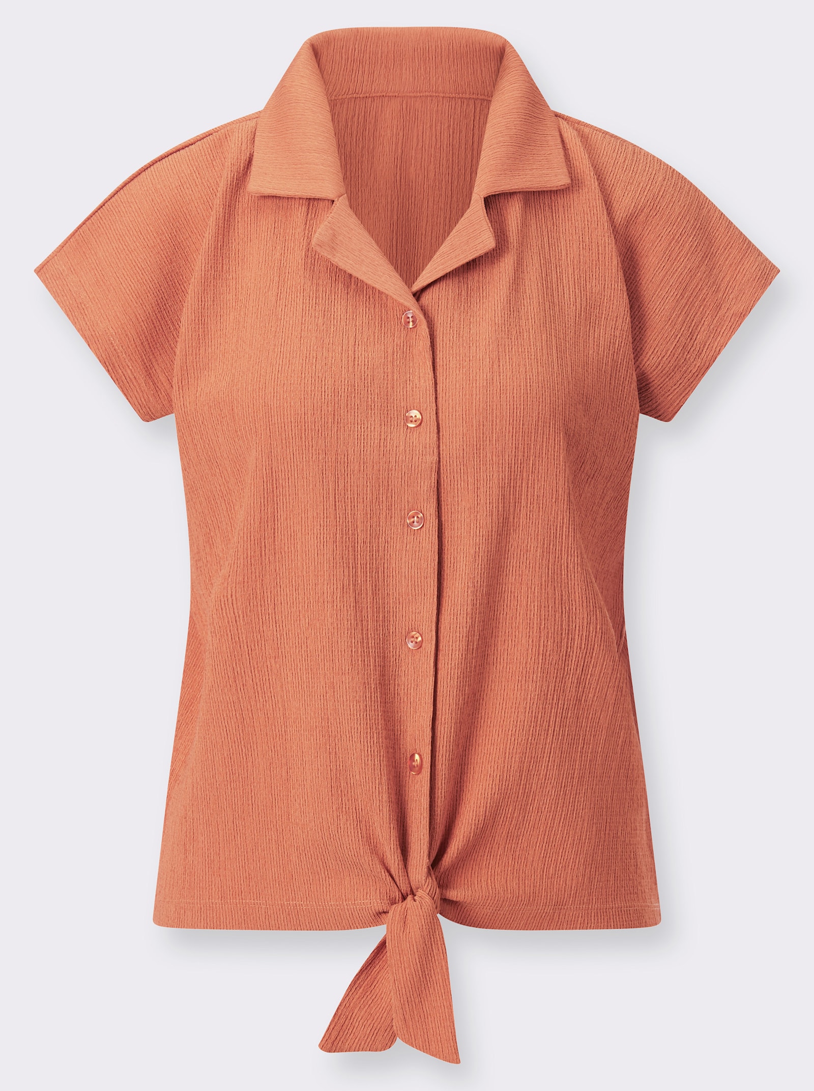 Blouseshirt met crêpestructuur - papaya