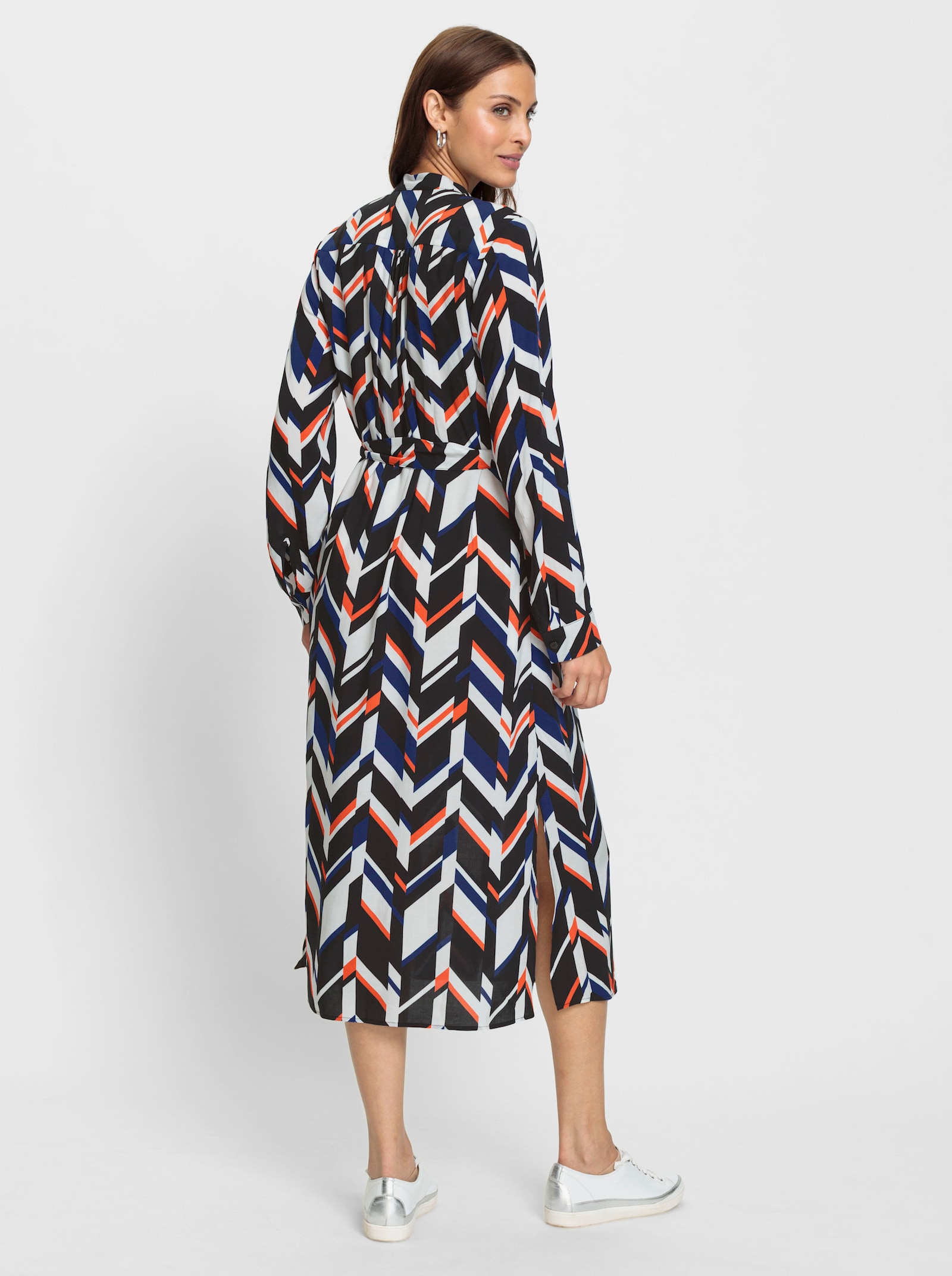 Druckkleid mit Nahttaschen - schwarz-weiß-bedruckt