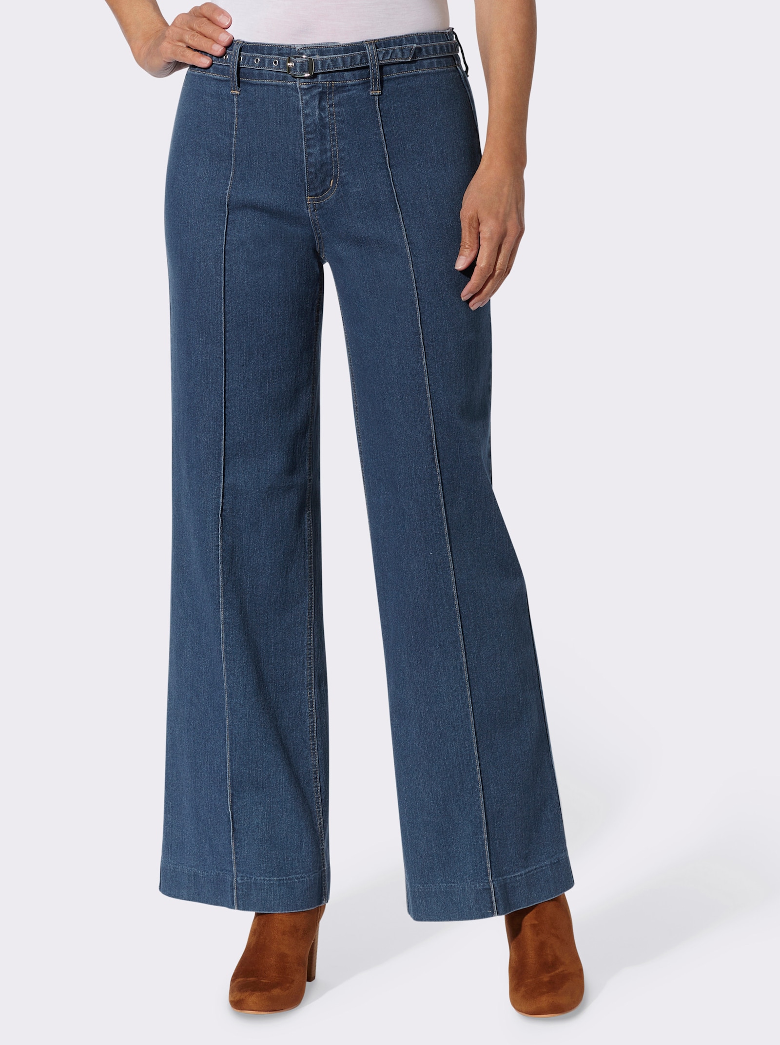 Jeans mit Biese vorne - blue-stone-washed