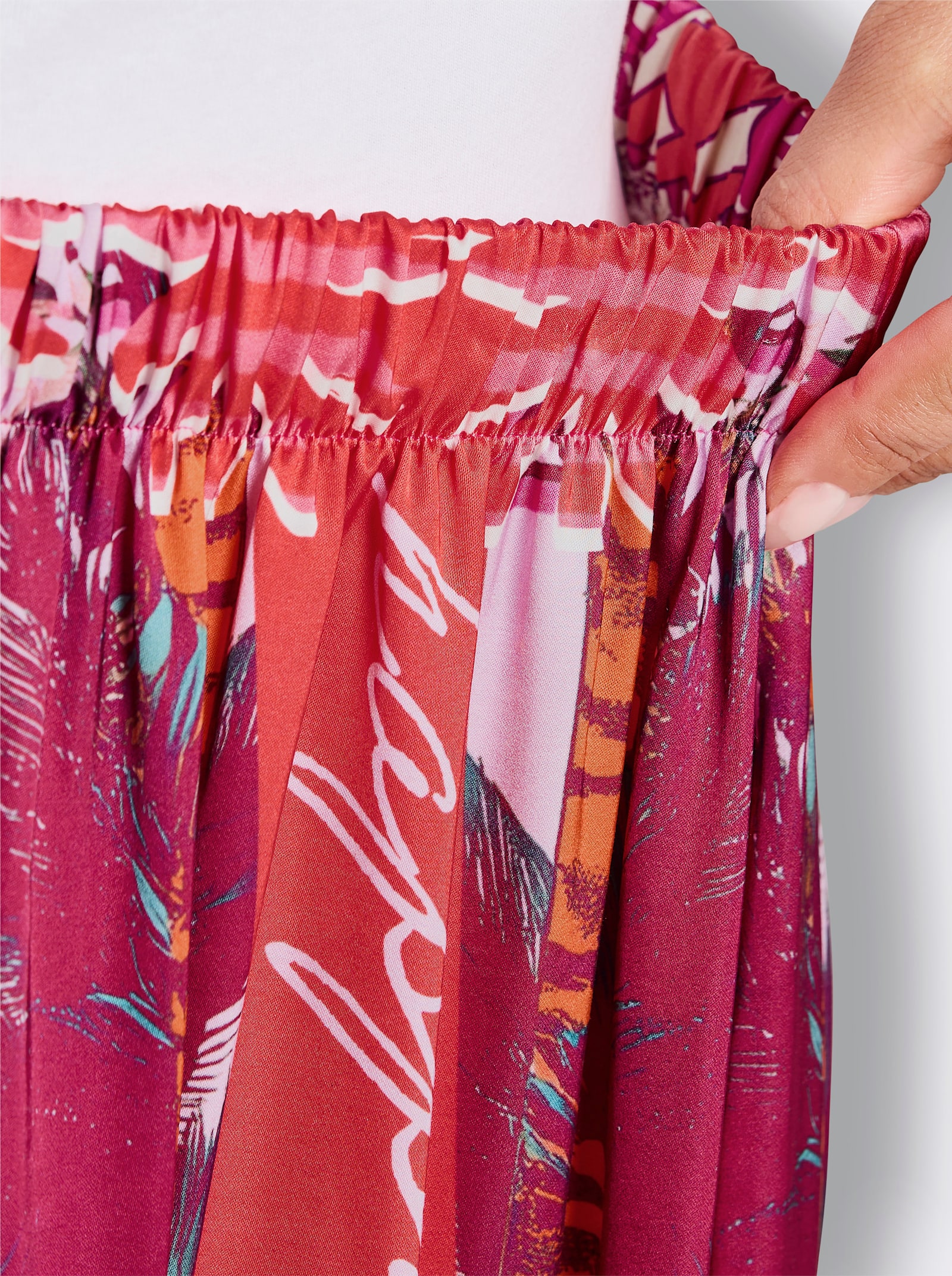 sheego loves miss goodlife Comfortrok met meerkleurige print - roze/oranje bedrukt
