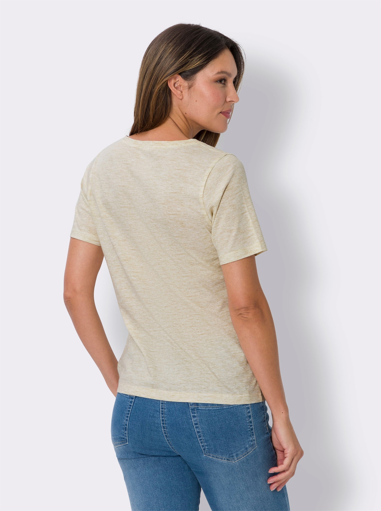Tričko s krátkým rukávem - písková-melír