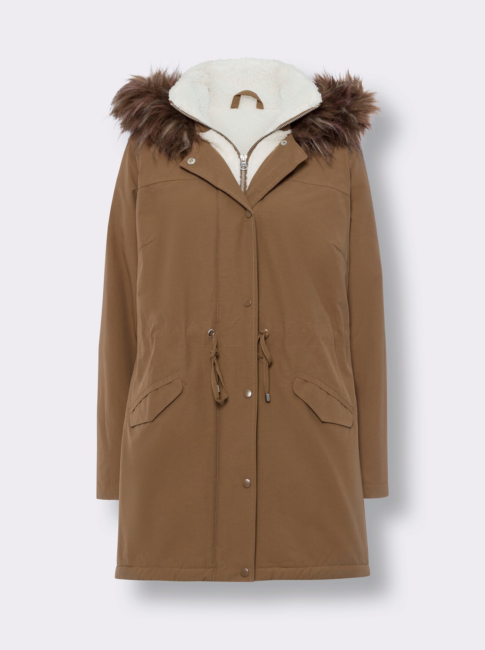 heine Outdoorjacke mit Teddyfleece-Futter - braun