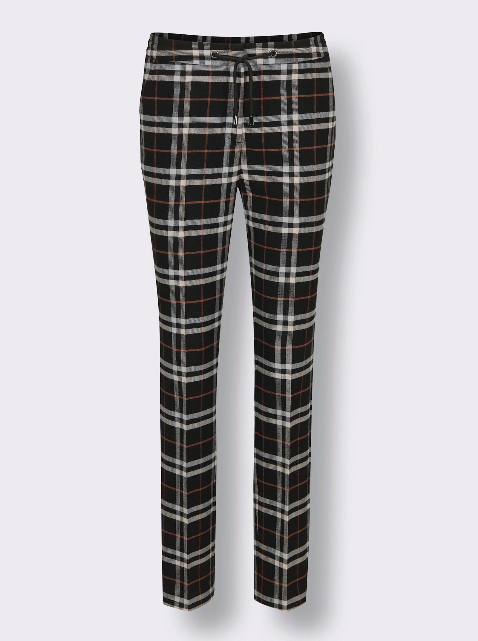 CREATION L PREMIUM Karohose Mit Webkaro-Dessin - schwarz-cognac-kariert