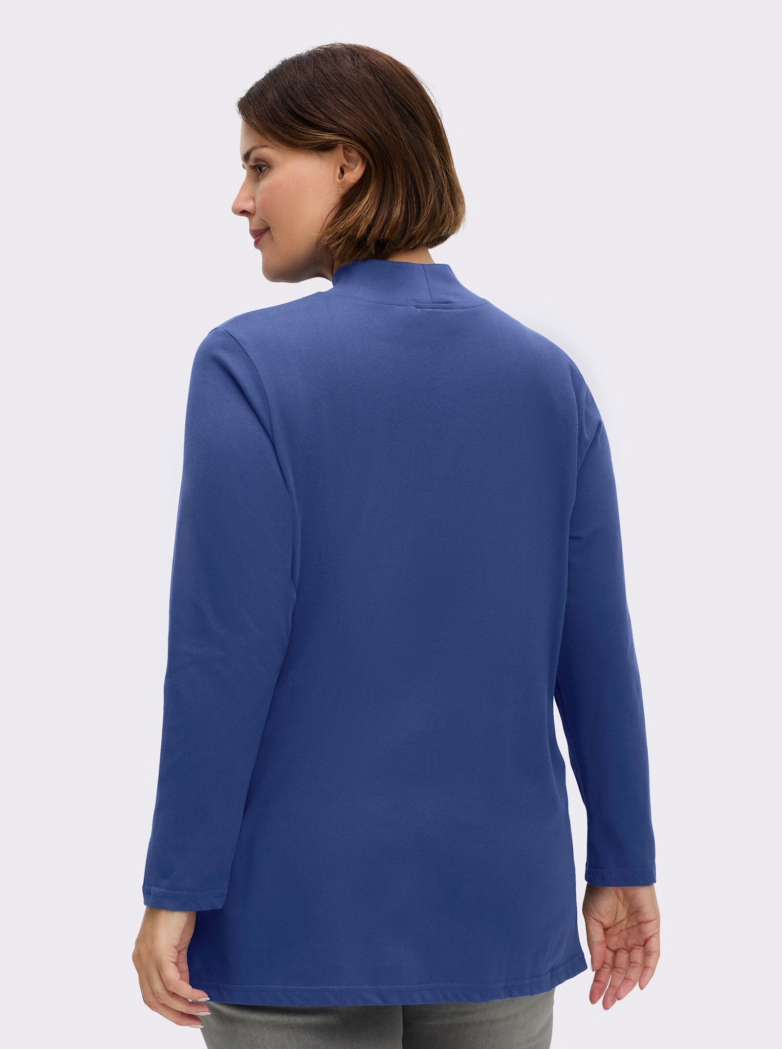 Longshirt mit hohen Seitenschlitzen - royalblau