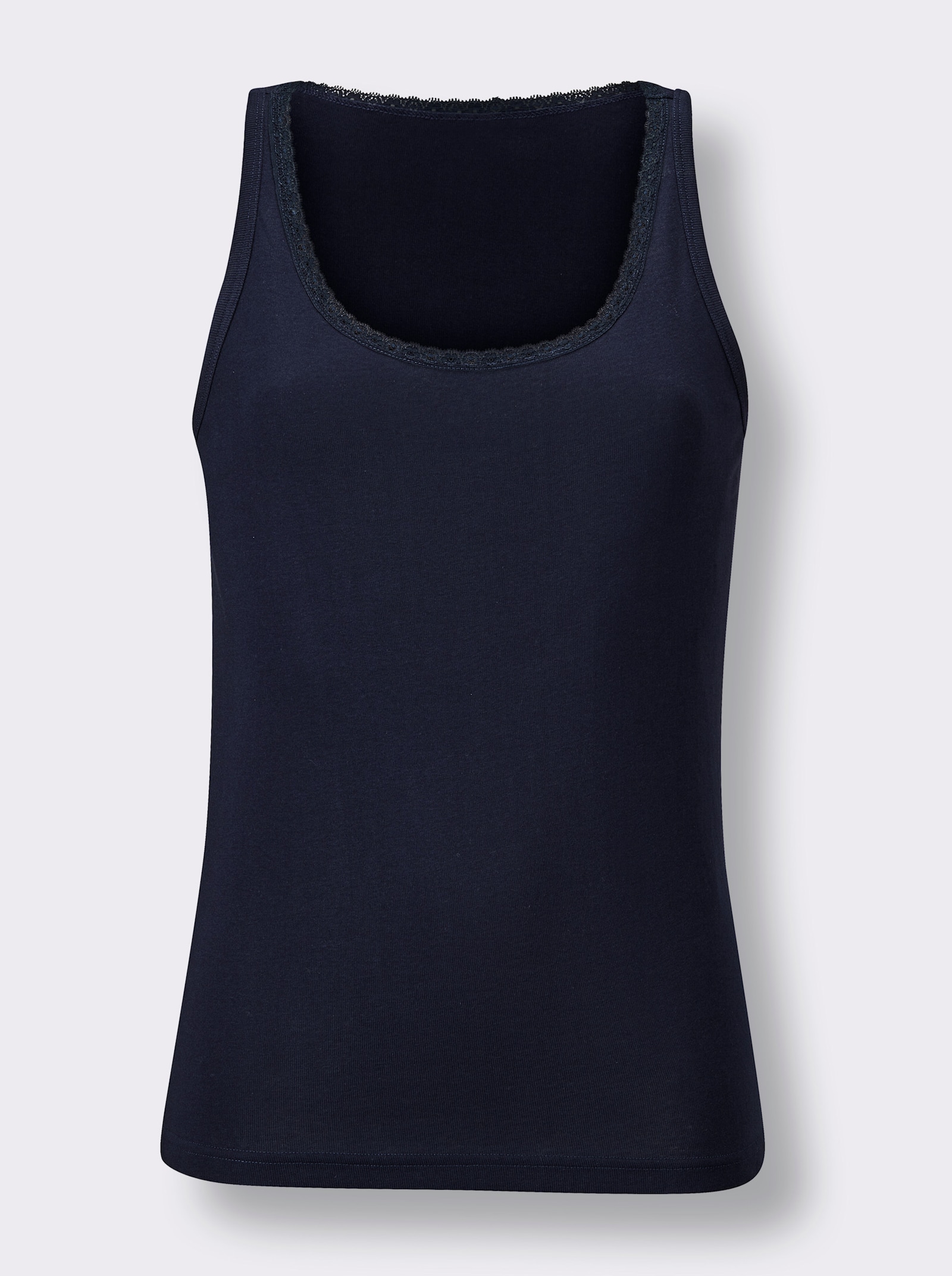 wäschepur Hemd met filigrane kanten band - marine + zwart + grijs gemêleerd