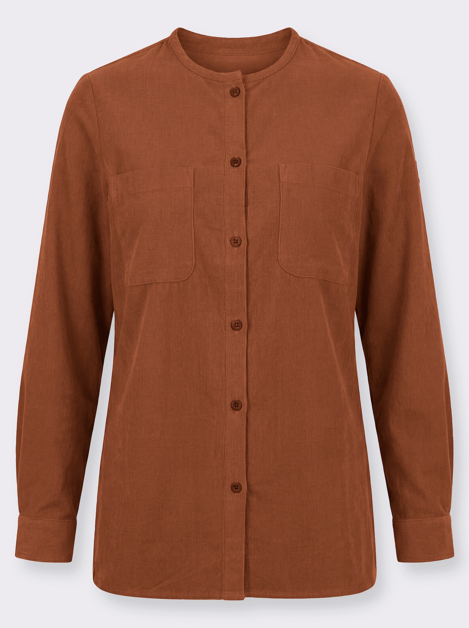 Langarmbluse in Cord-Qualität - cognac