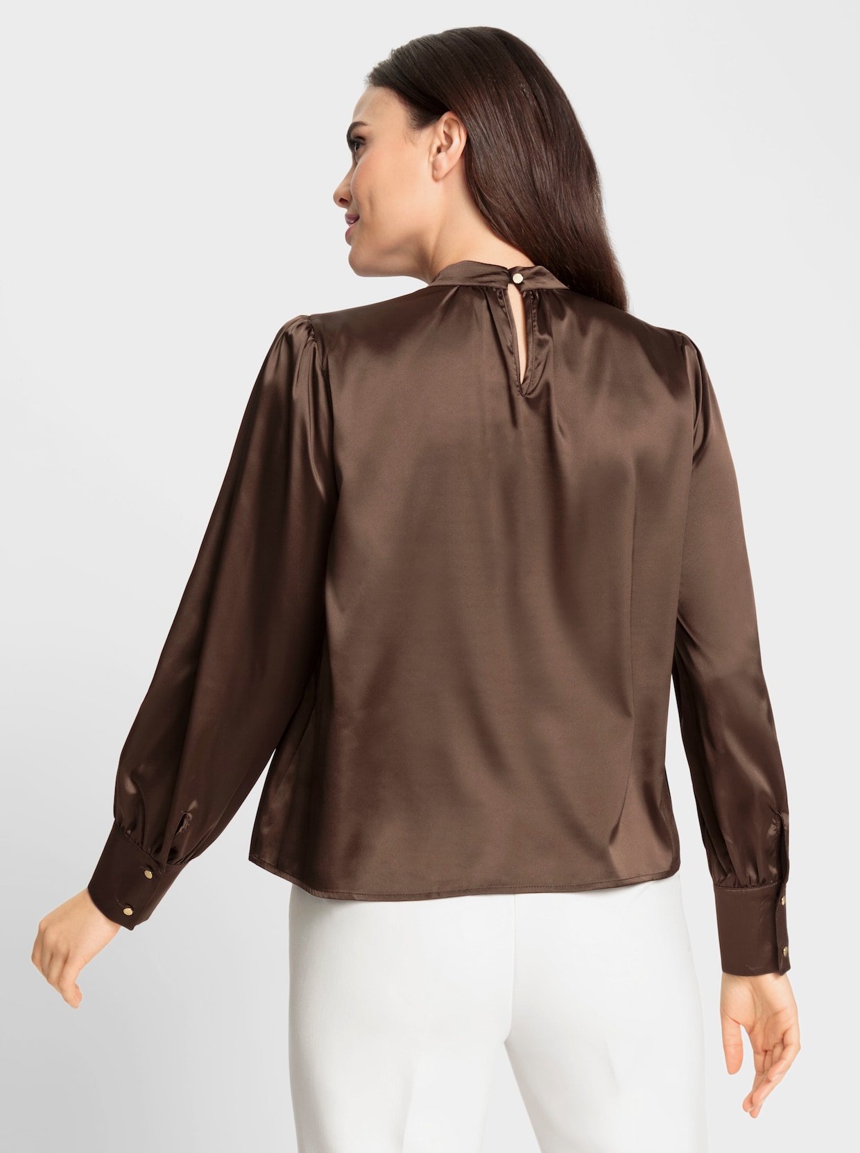 heine Blouse met opstaande kraag - chocolade