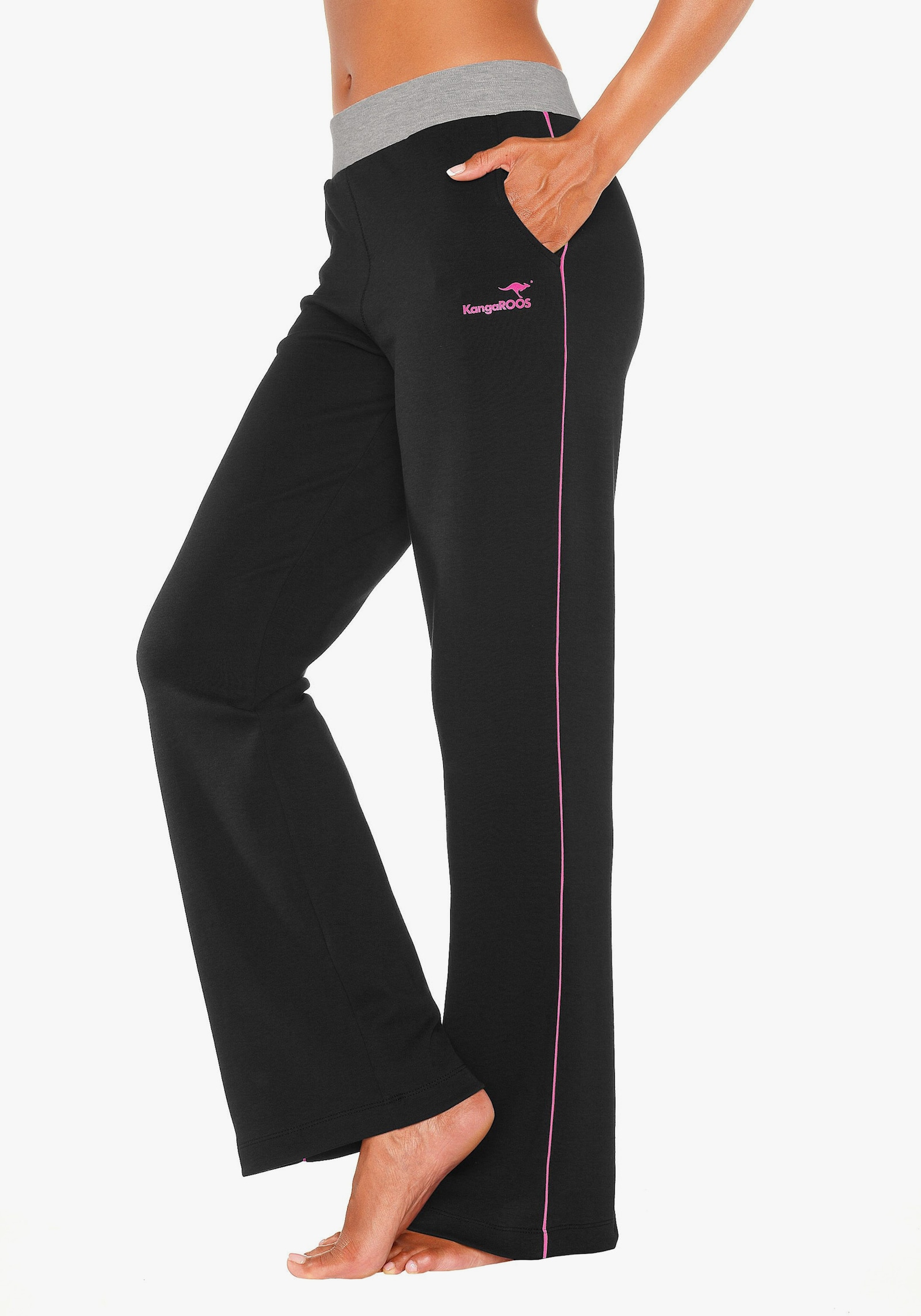 KangaROOS Relaxbroek - zwart/roze/roze