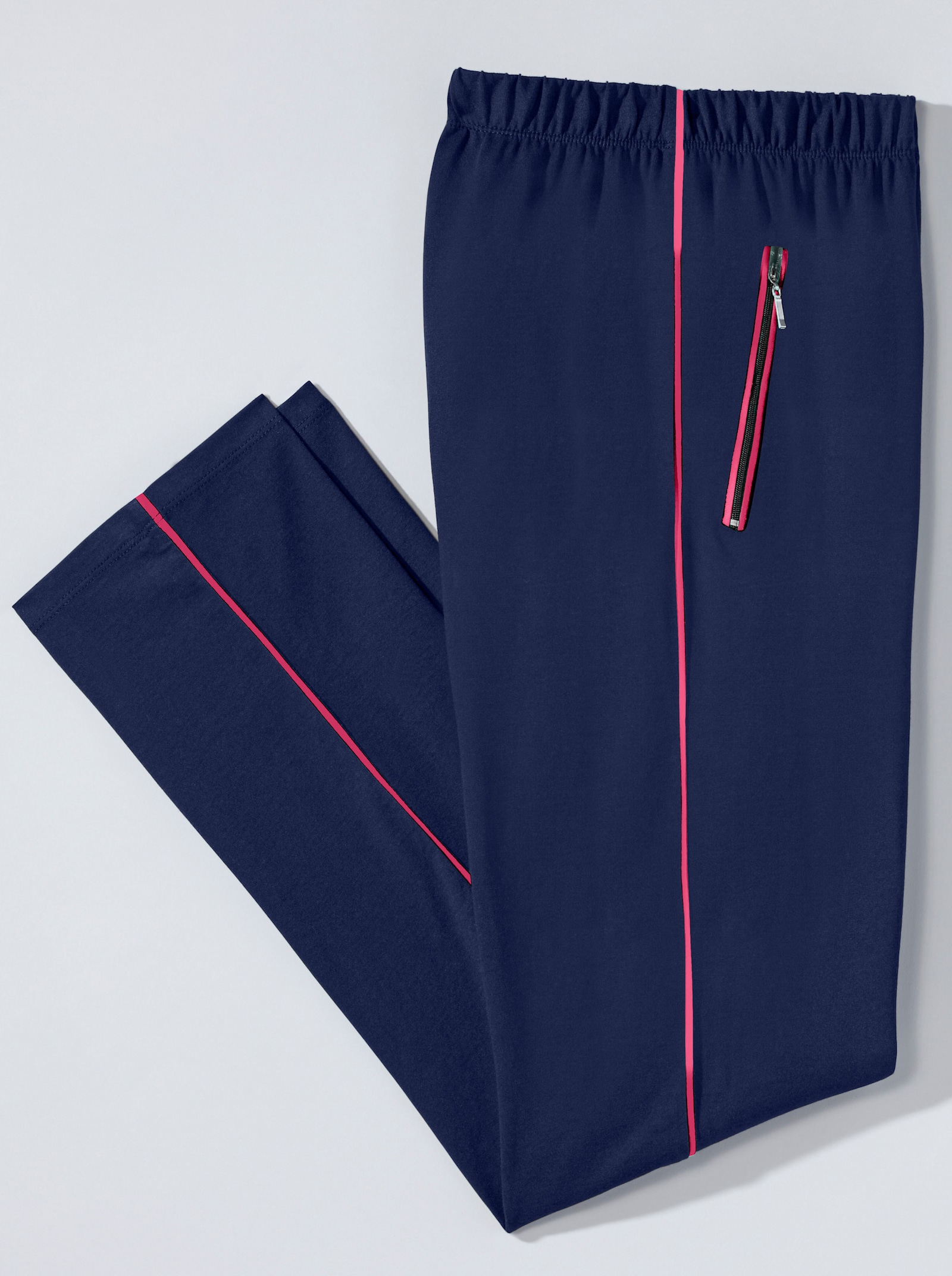 Freizeithose mit 2 Reissverschluss-Taschen - marine-fuchsia