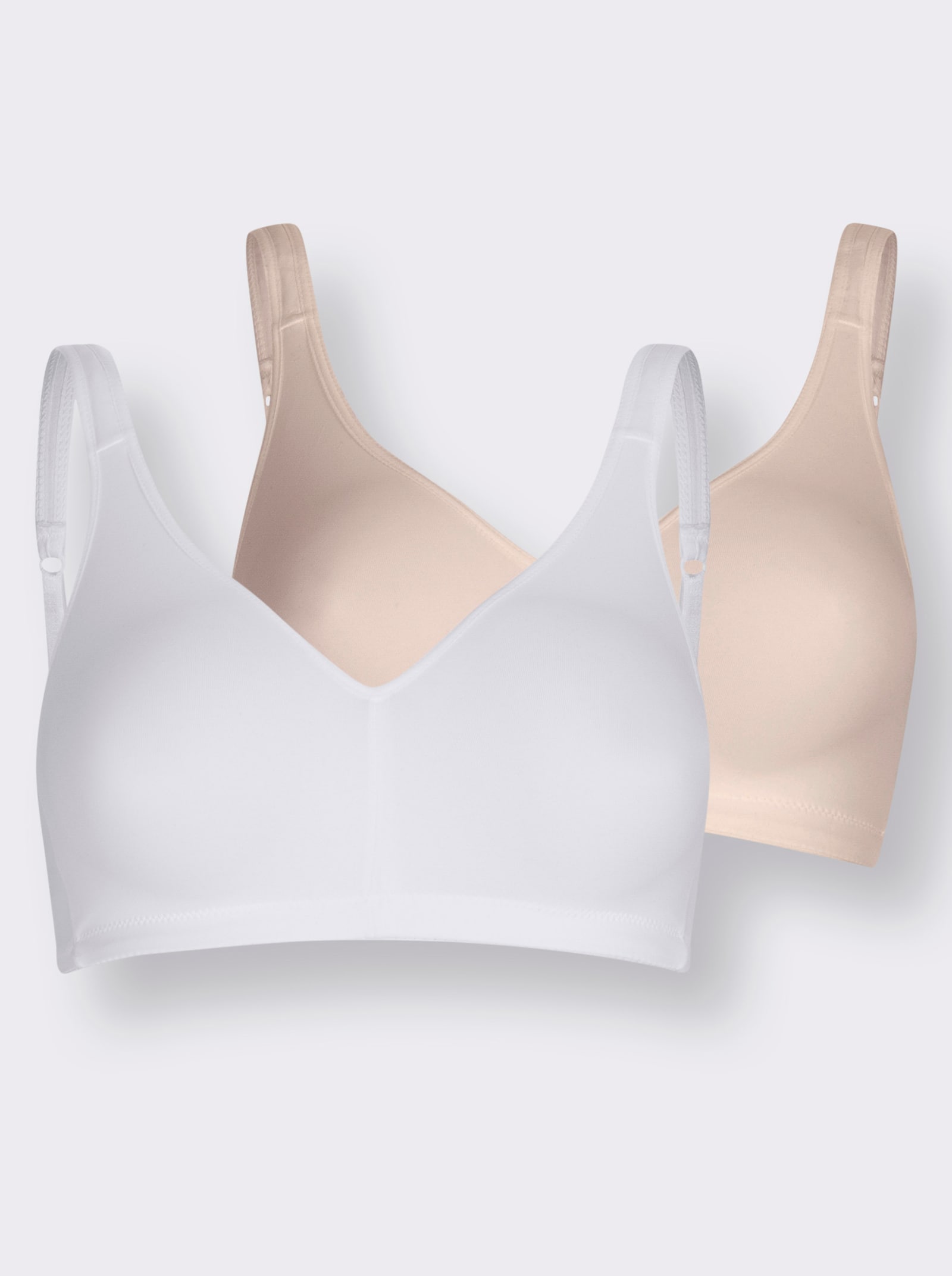 Naturana Komfortní podprsenka bez kostic, z pružného materiálu - bílá + pudrová