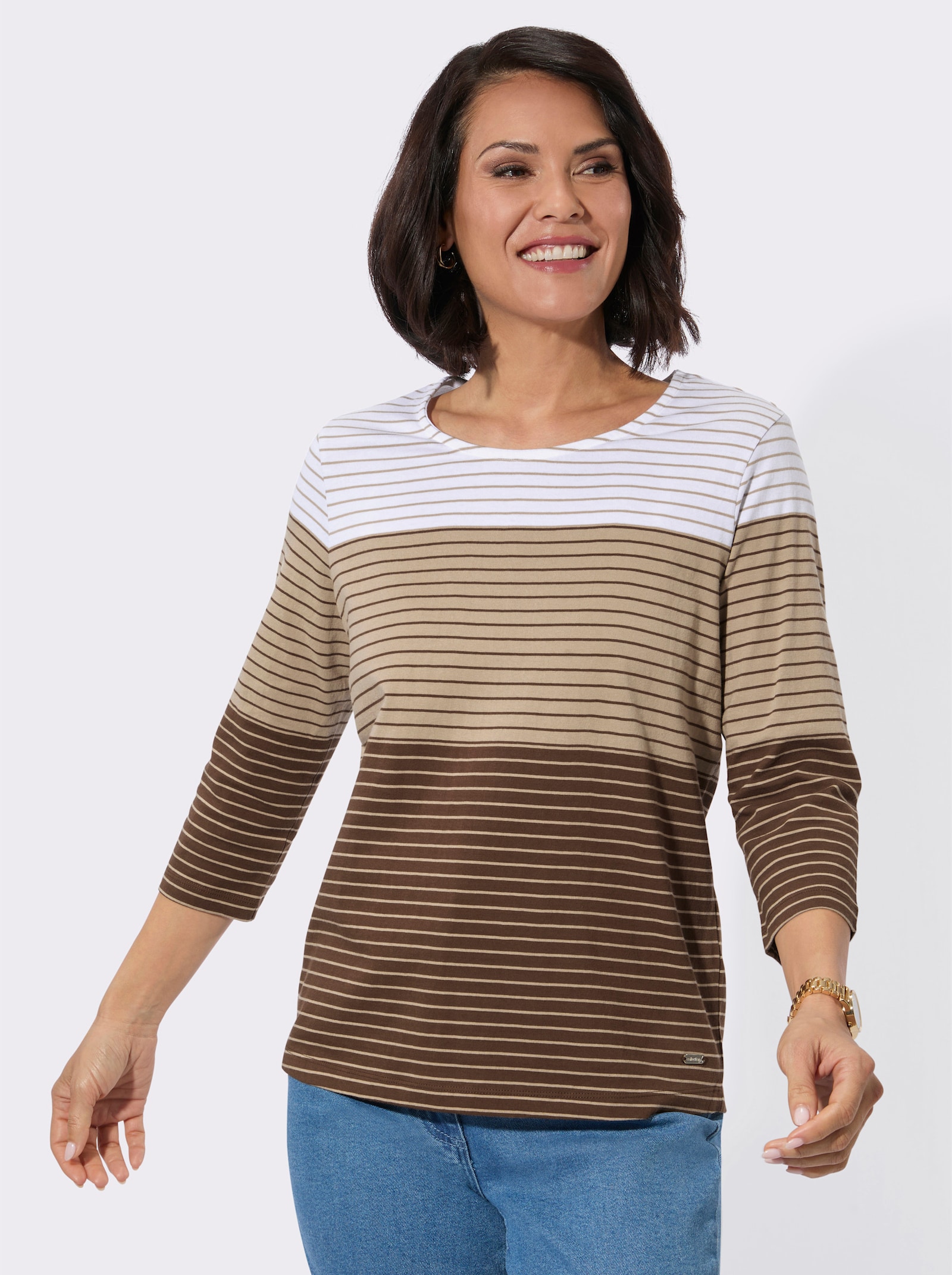 Ringelshirt - braun-ecru-geringelt