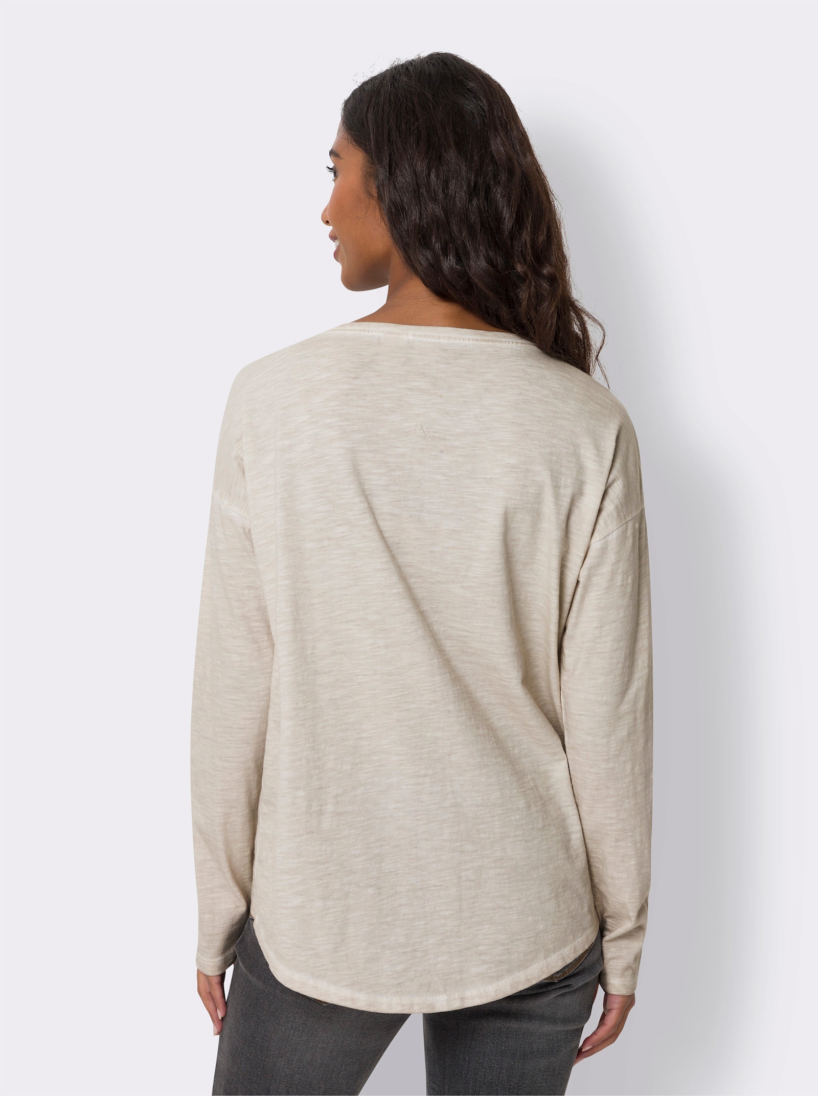 heine Langarmshirt mit Pailletten-Patch - sand