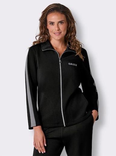 CREATION L PREMIUM Jacke mit Kontrastband - schwarz-steingrau