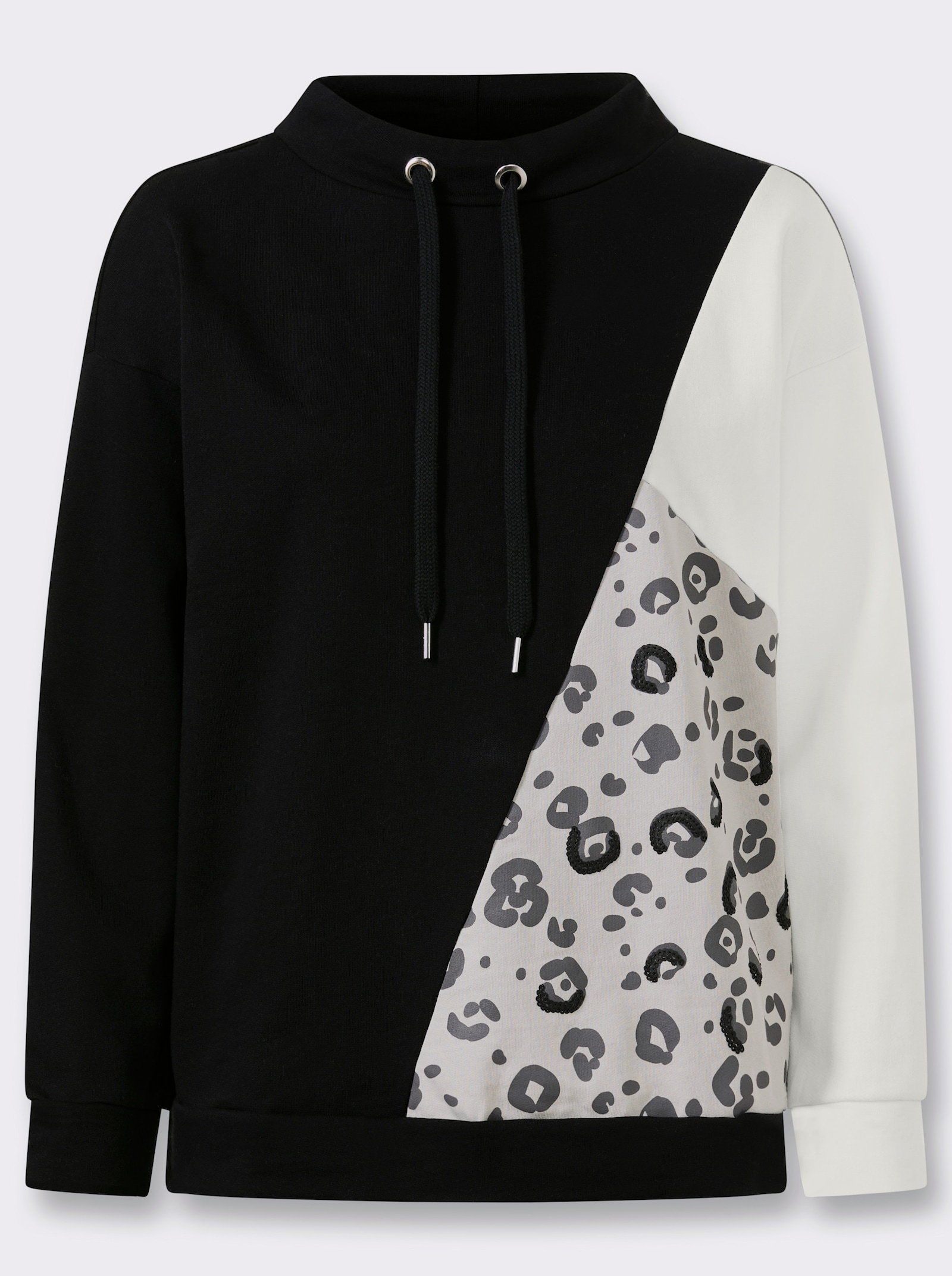 heine Sweatshirt mit Leo-Details - hellgrau-schwarz-bedruckt