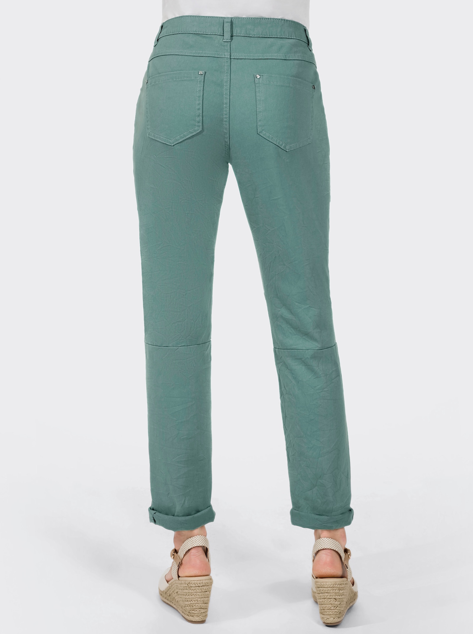 Jeans mit Knopfleiste statt Reißverschluss - jade