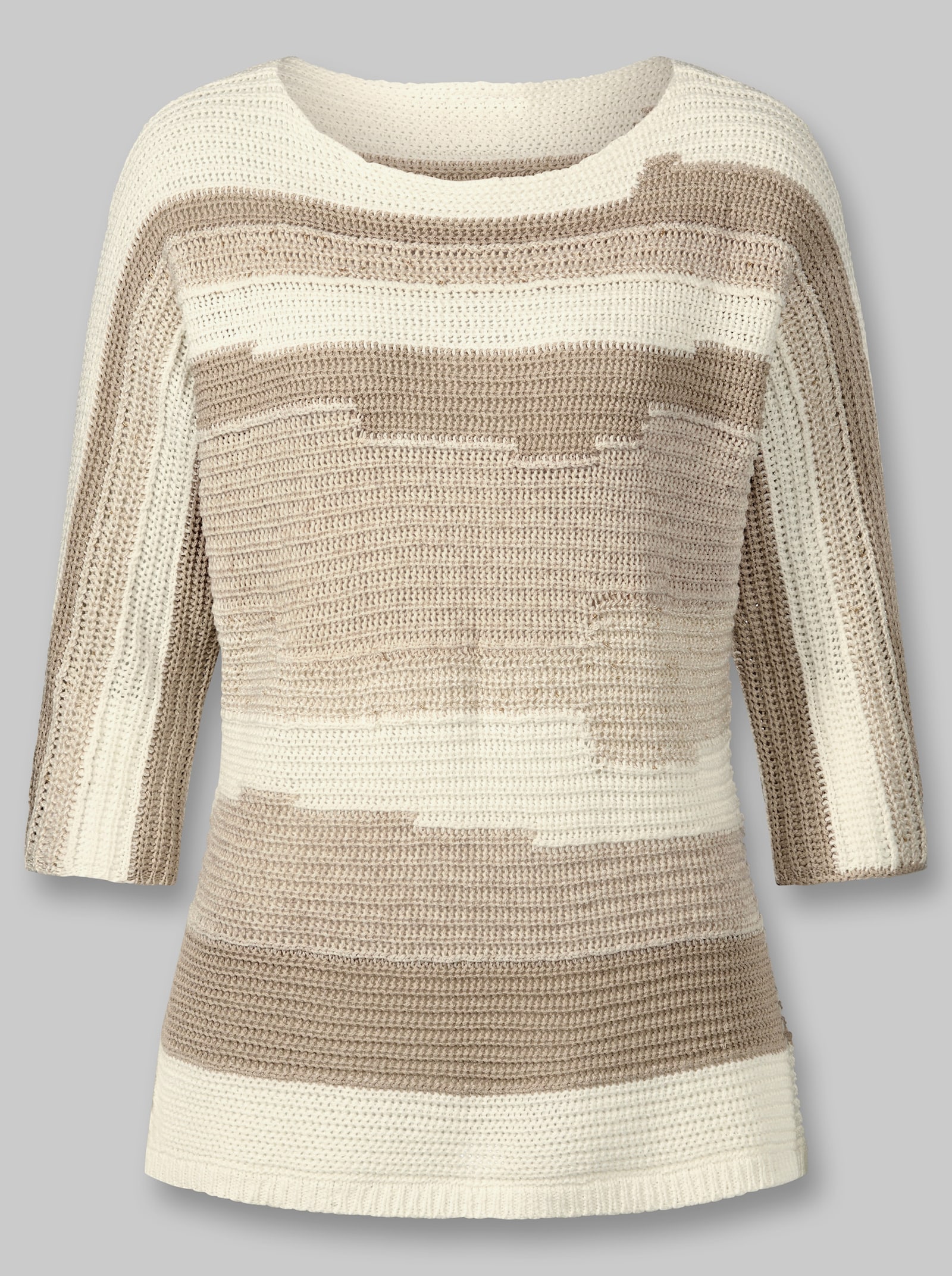 heine 3/4-Arm-Pullover mit Intarsienstrick - ecru-beige-gemustert