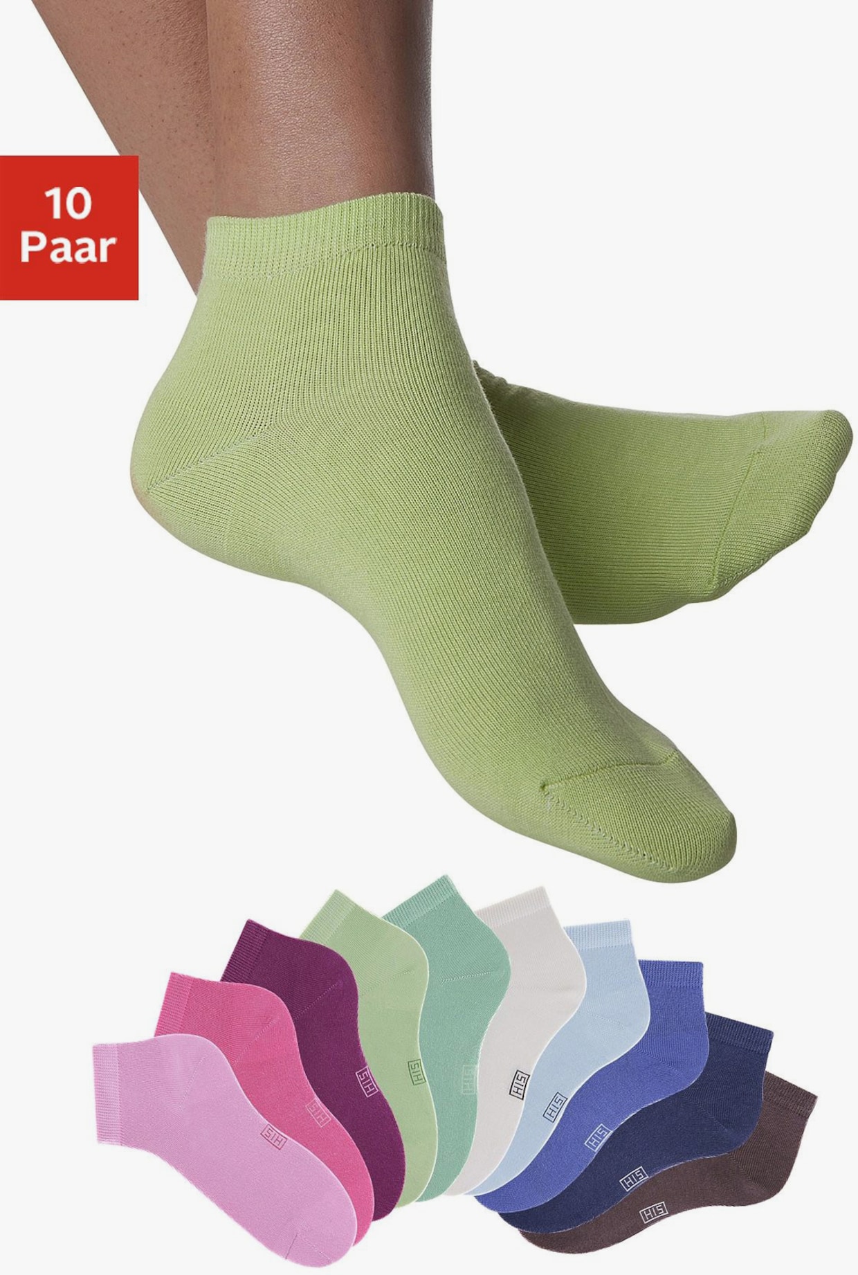 H.I.S Kurzsocken - marine, blau, grün, braun, rosa, ecru, hellblau, hellgrün, rosé, lila