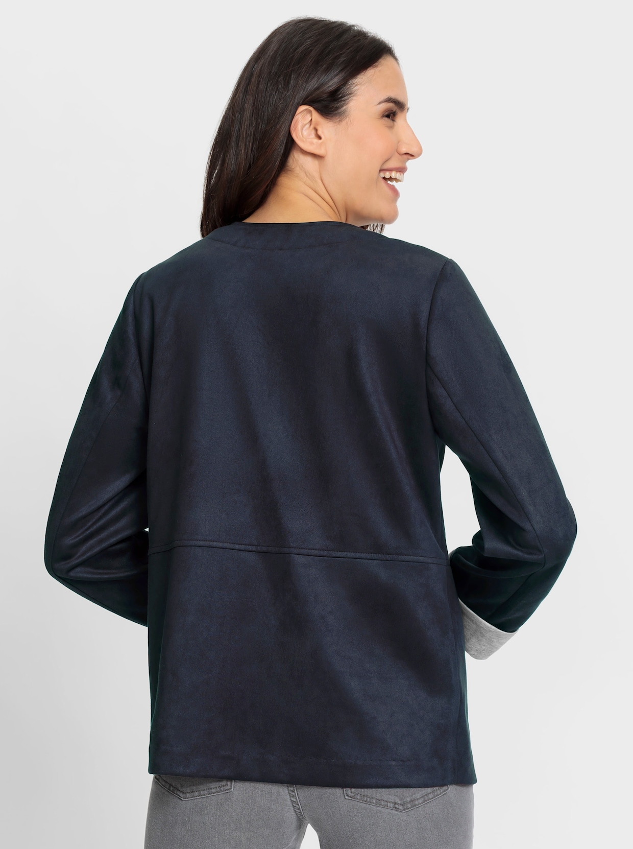 Blazer van imitatieleer - marine