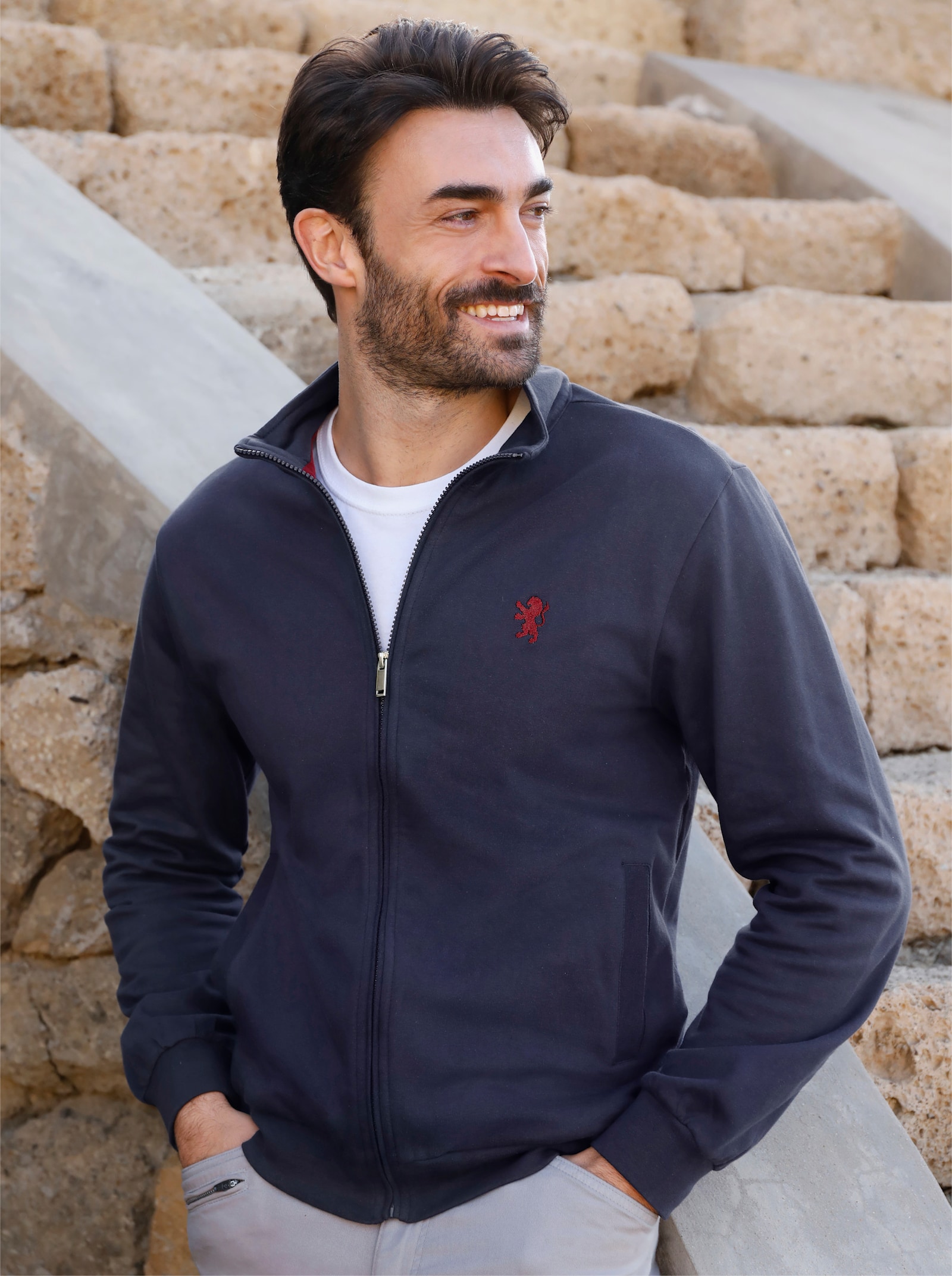 Catamaran Sweatjacke mit Bündchen - marine