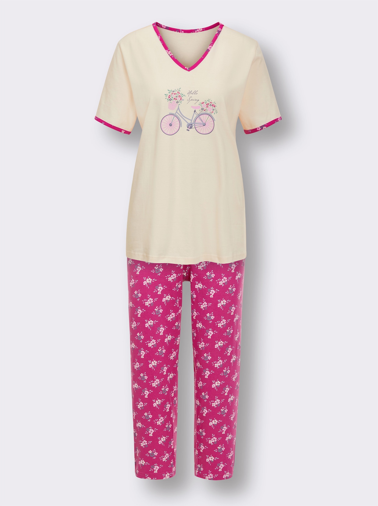 Comtessa Pyjama - champagne/fuchsia bedrukt