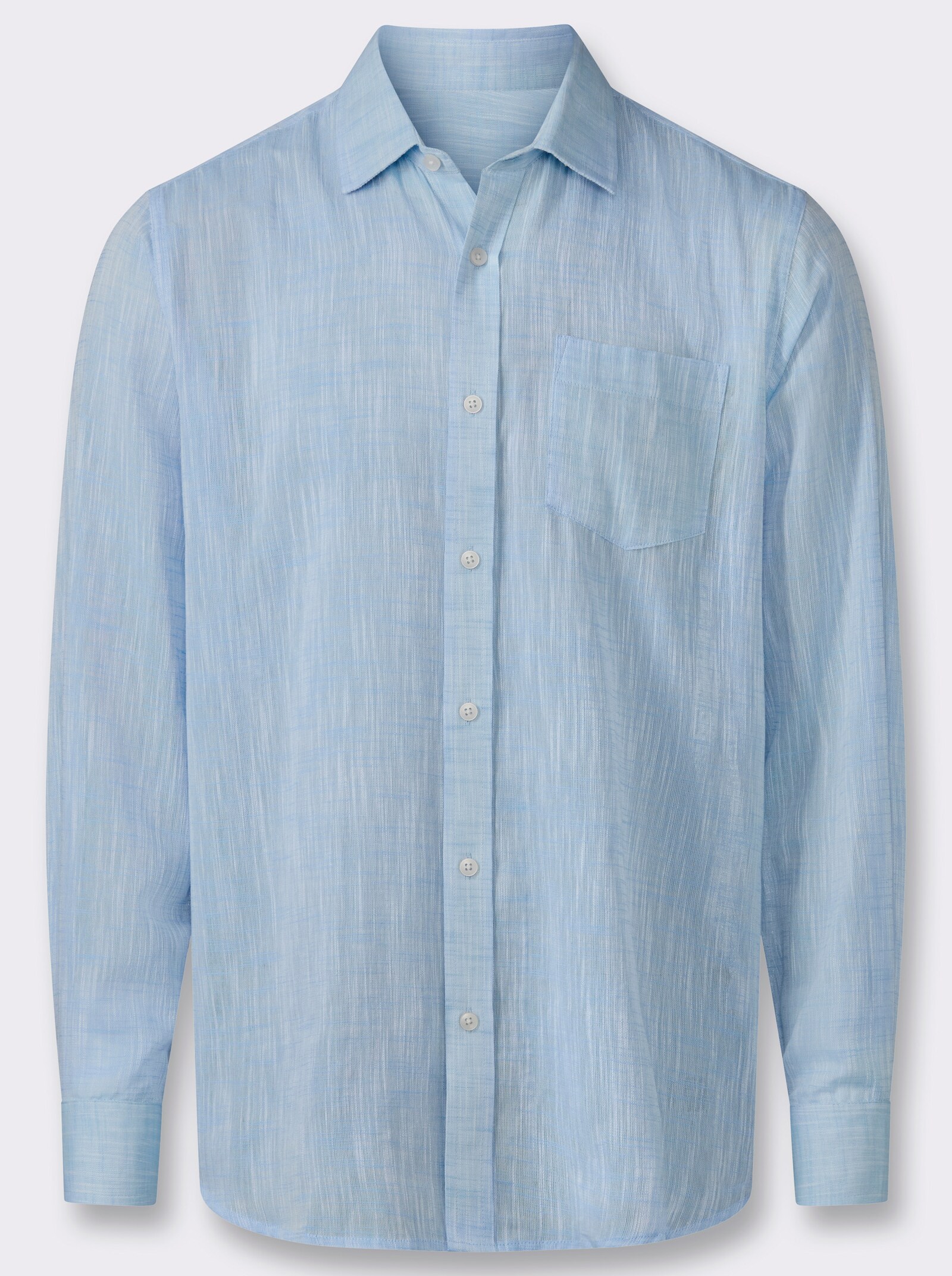 Marco Donati Langarmhemd in Two-tone-Flammgarn - himmelblau