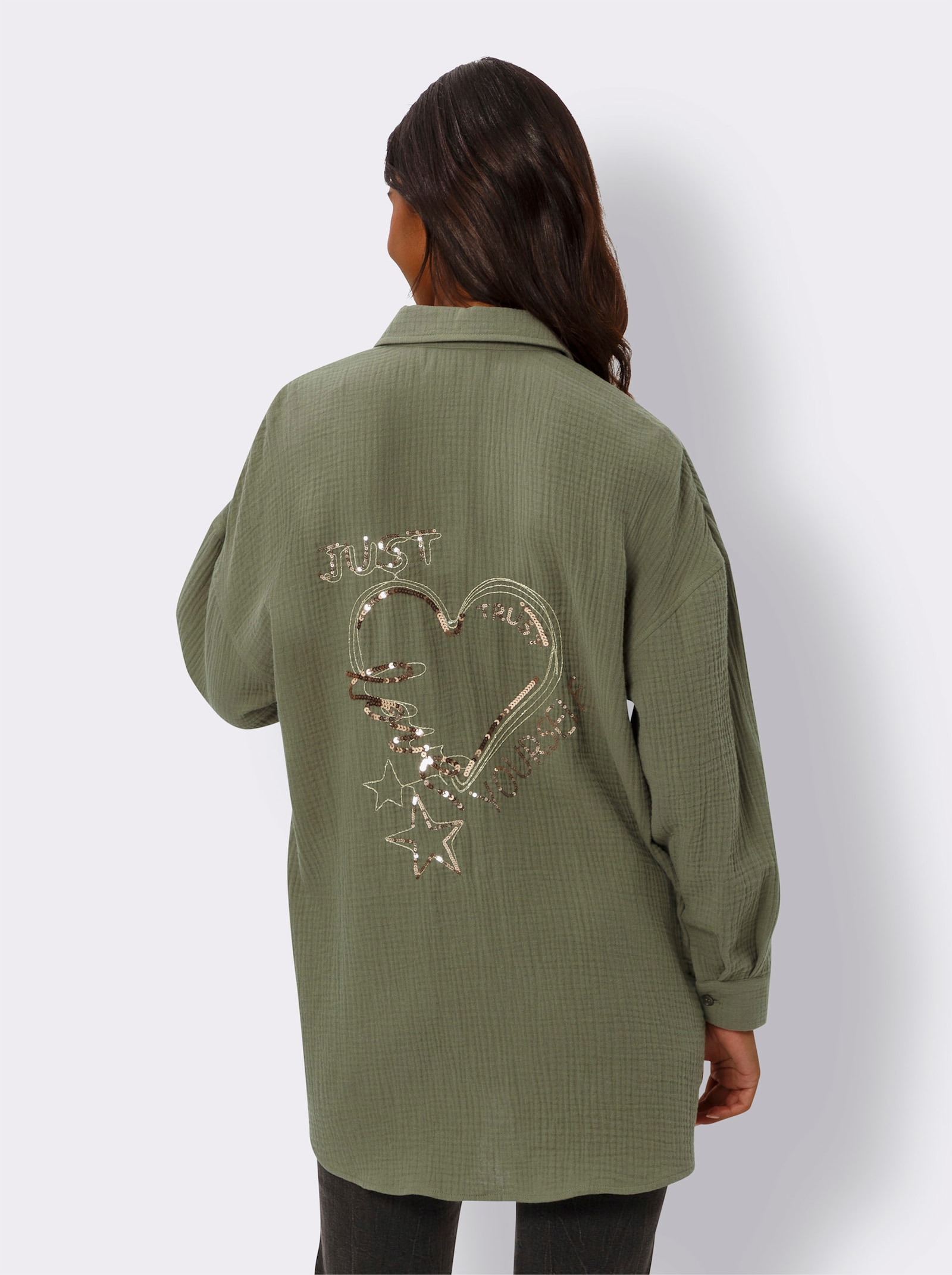 heine Hemdbluse bügelfreie Qualität - khaki