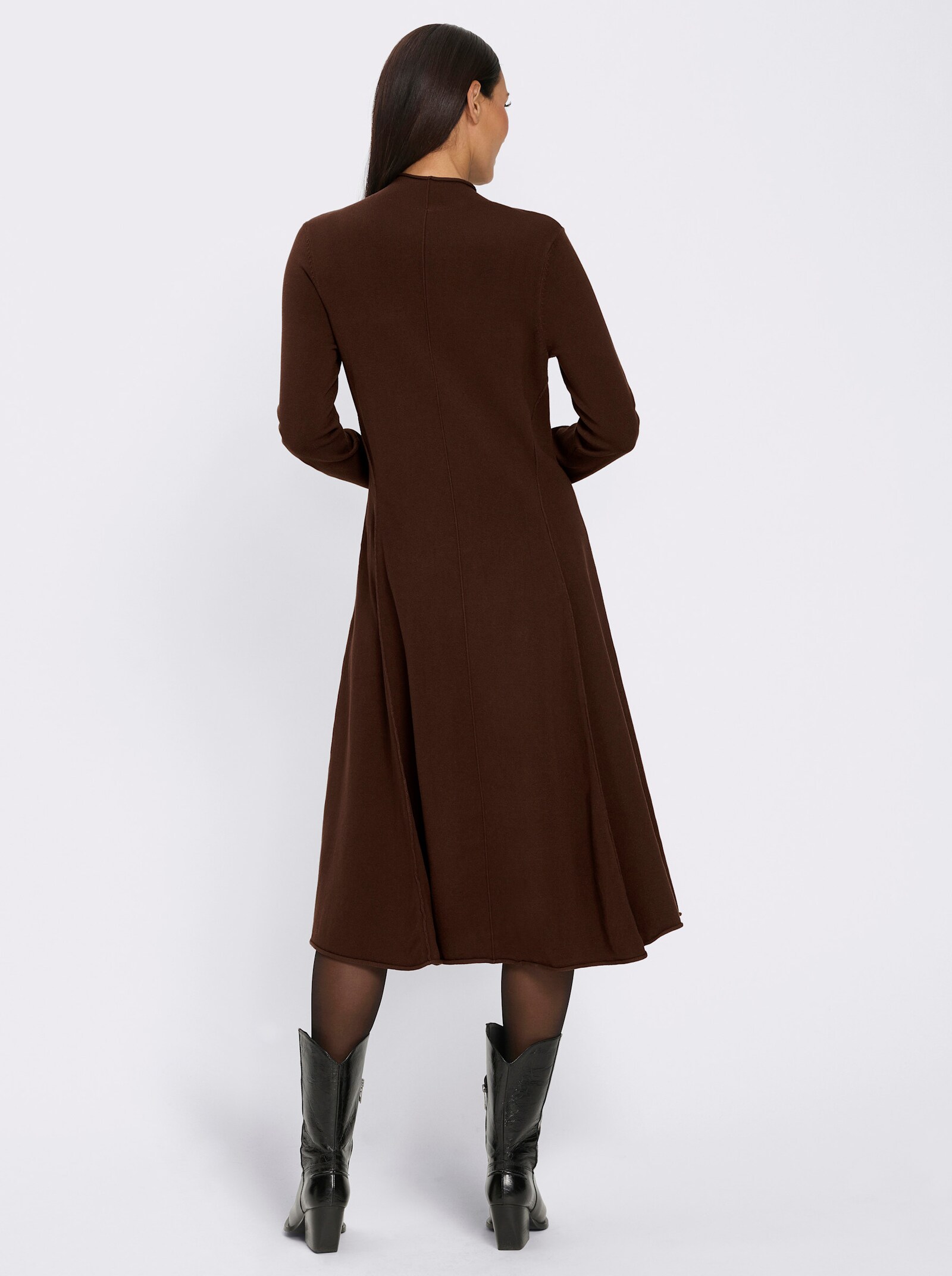heine Strickkleid mit Stehkragen - schoko