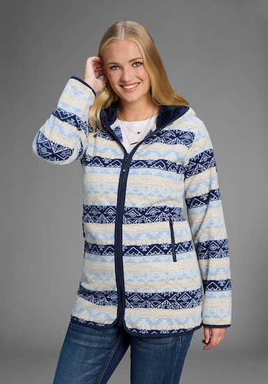 Fleecejacke - blau-woll weiß