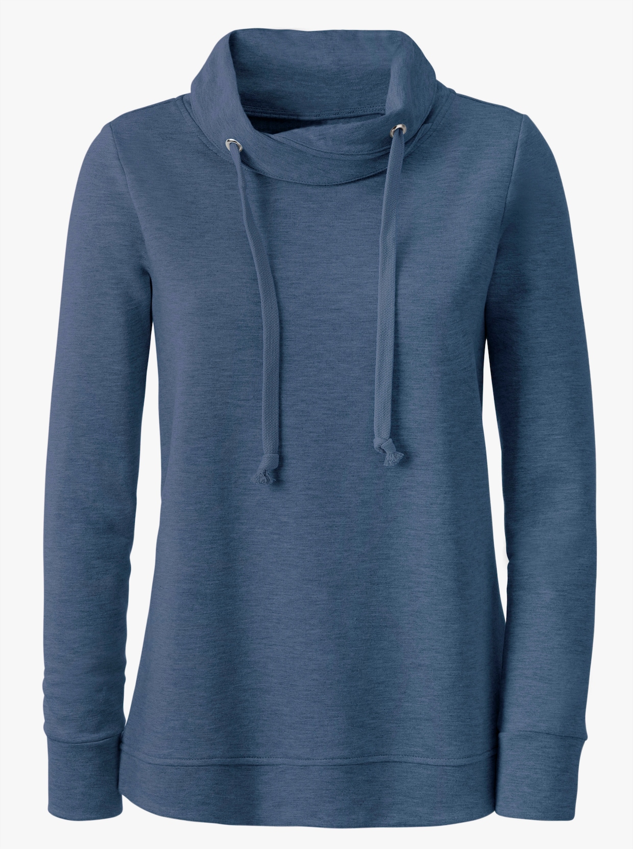 Sweatshirt mit halsfernem Rollkragen - blau